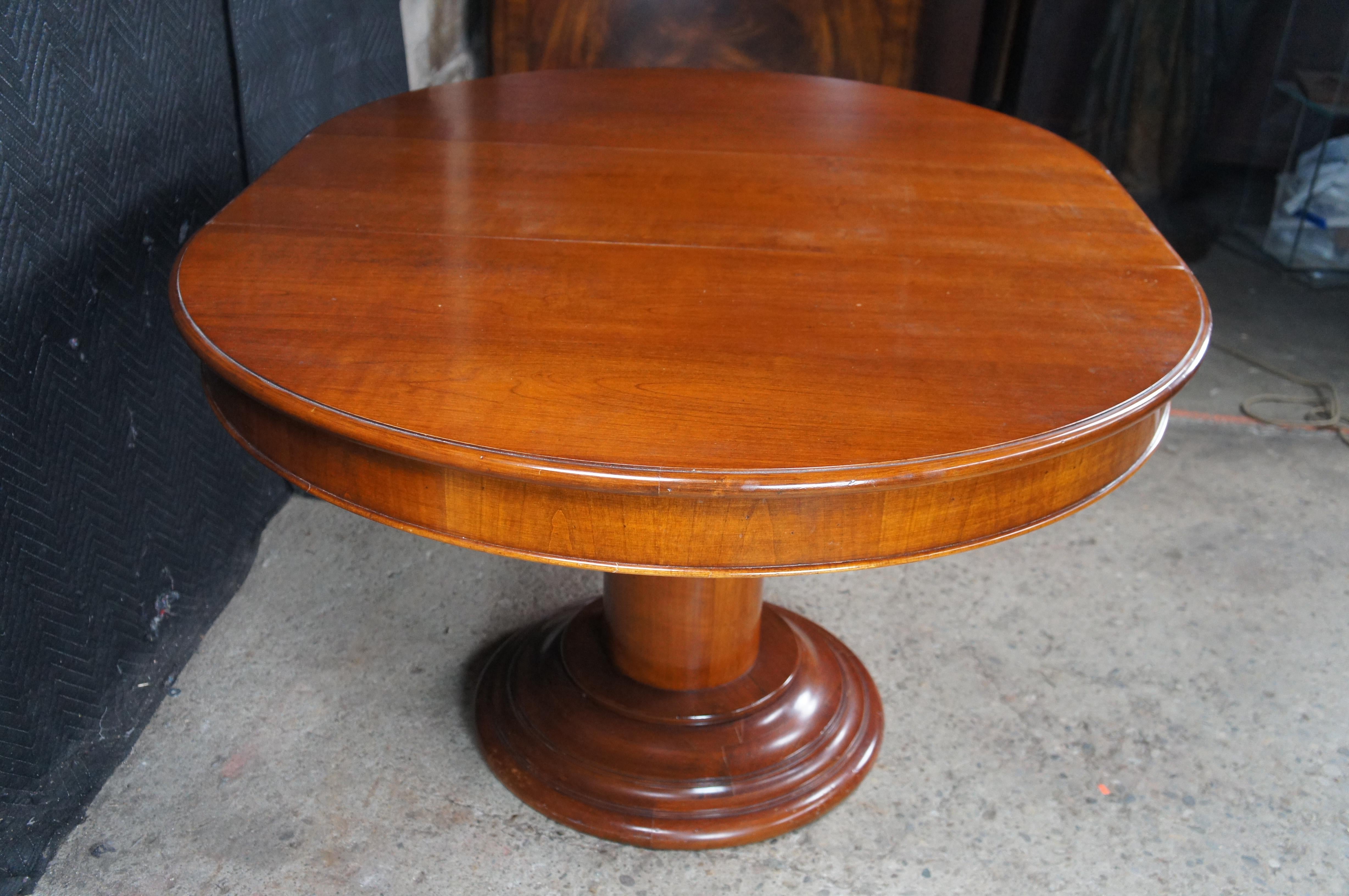 Italian Fiorini Biedermeier Style Solid Cherry Round Pedestal Dining Table 43