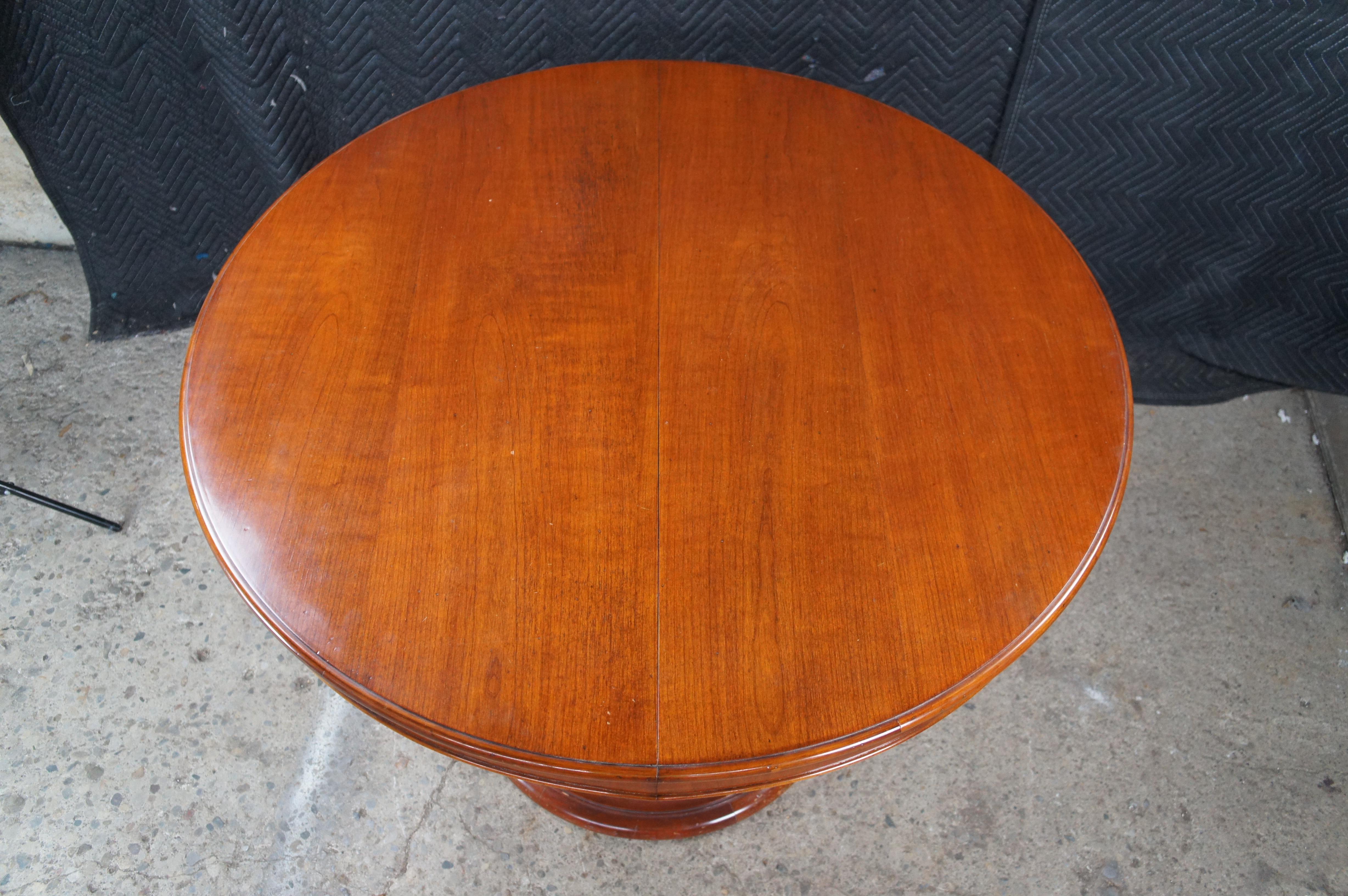 20th Century Italian Fiorini Biedermeier Style Solid Cherry Round Pedestal Dining Table 43