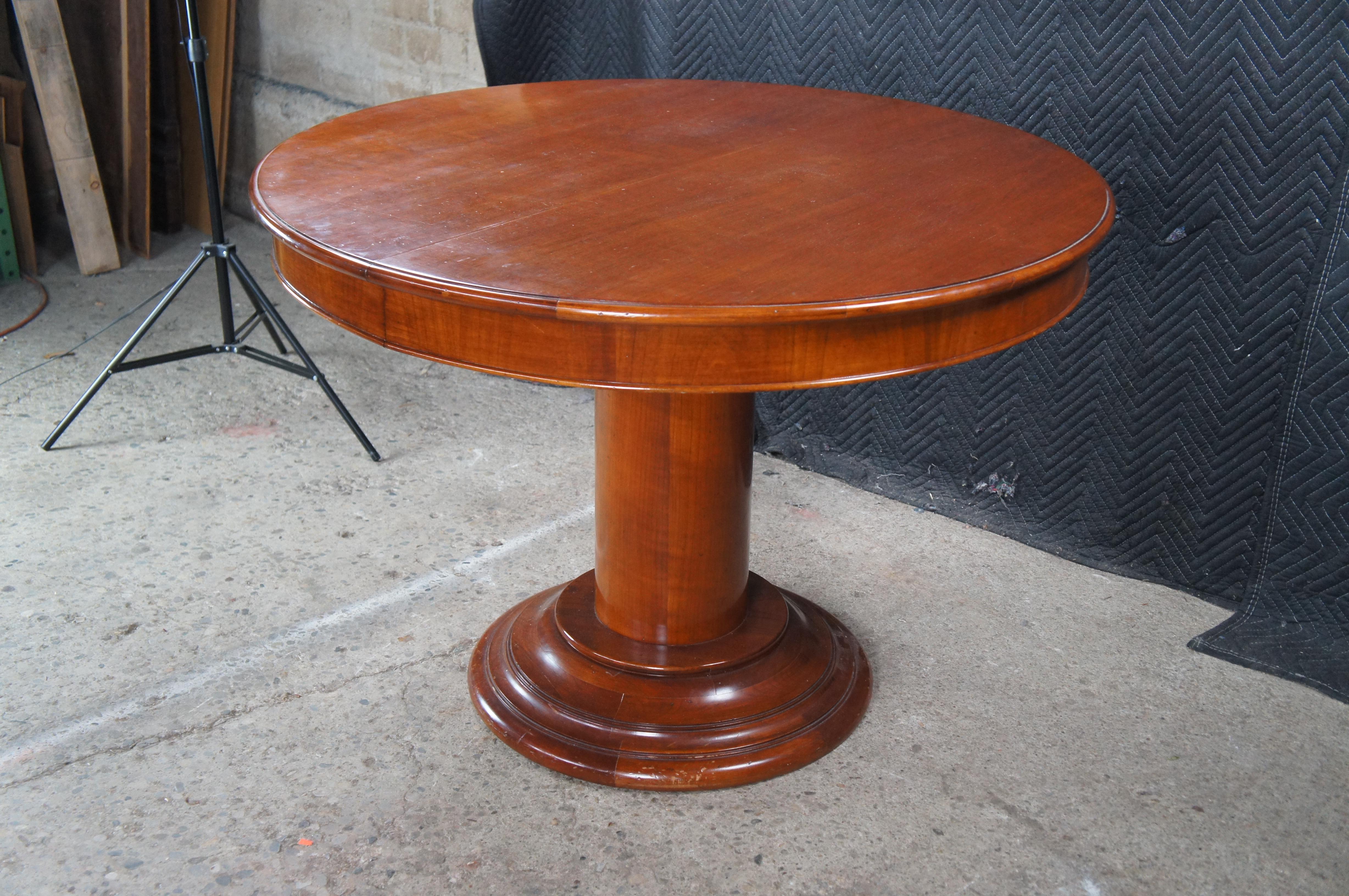 Italian Fiorini Biedermeier Style Solid Cherry Round Pedestal Dining Table 43
