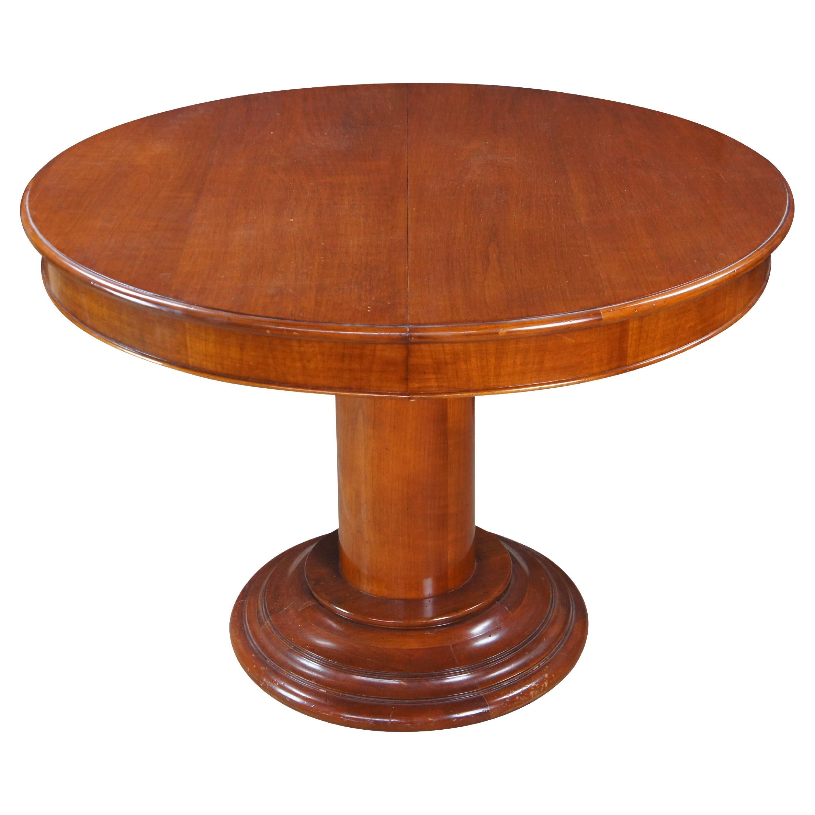Italian Fiorini Biedermeier Style Solid Cherry Round Pedestal Dining Table 43" For Sale