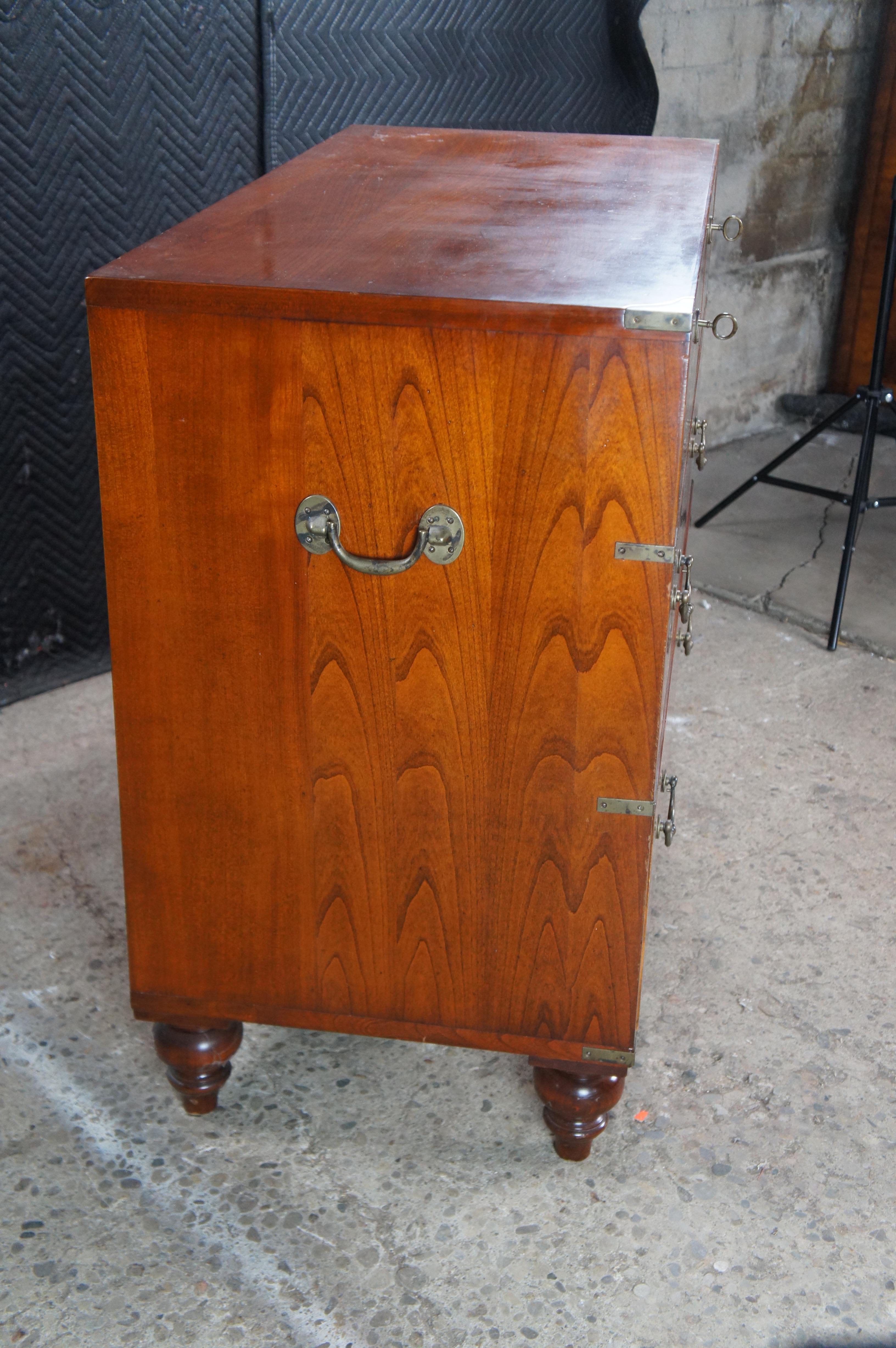 Italian Fiorini British Campaign Style Solid Cherry Chest of Drawers Dresser 42