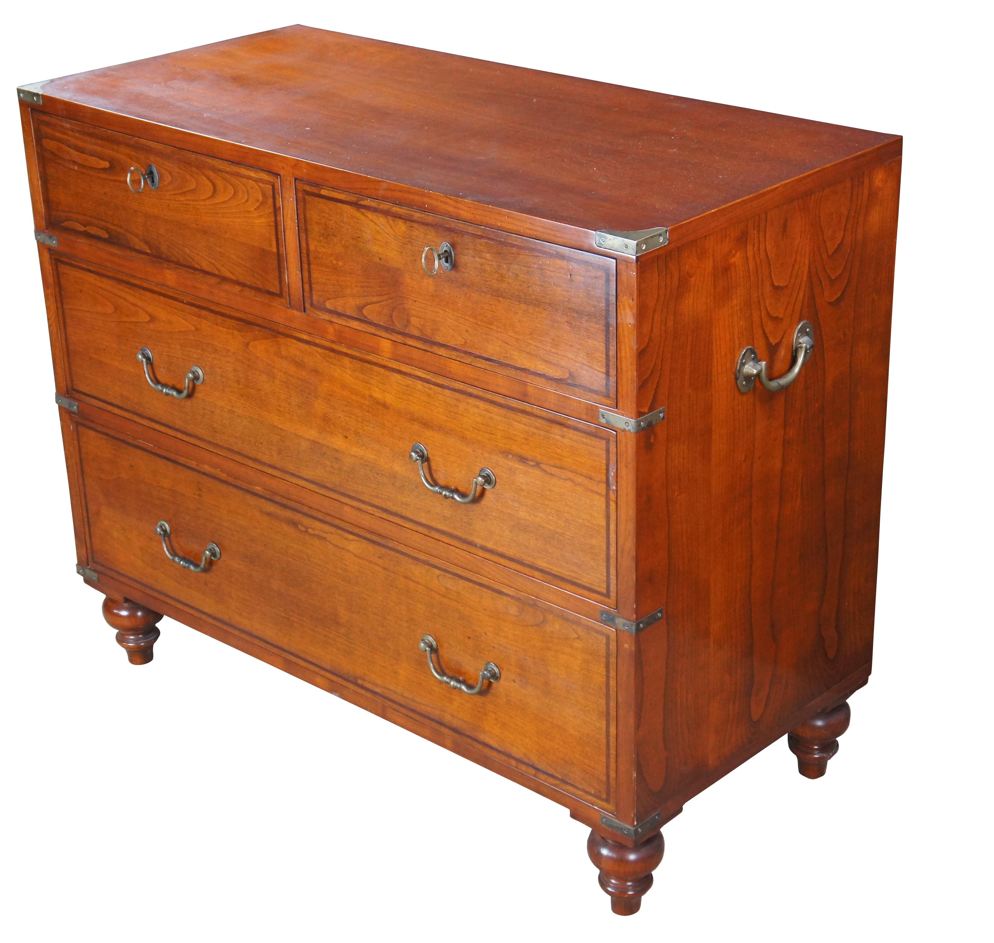 Italian Fiorini British Campaign Style Solid Cherry Chest of Drawers Dresser 42