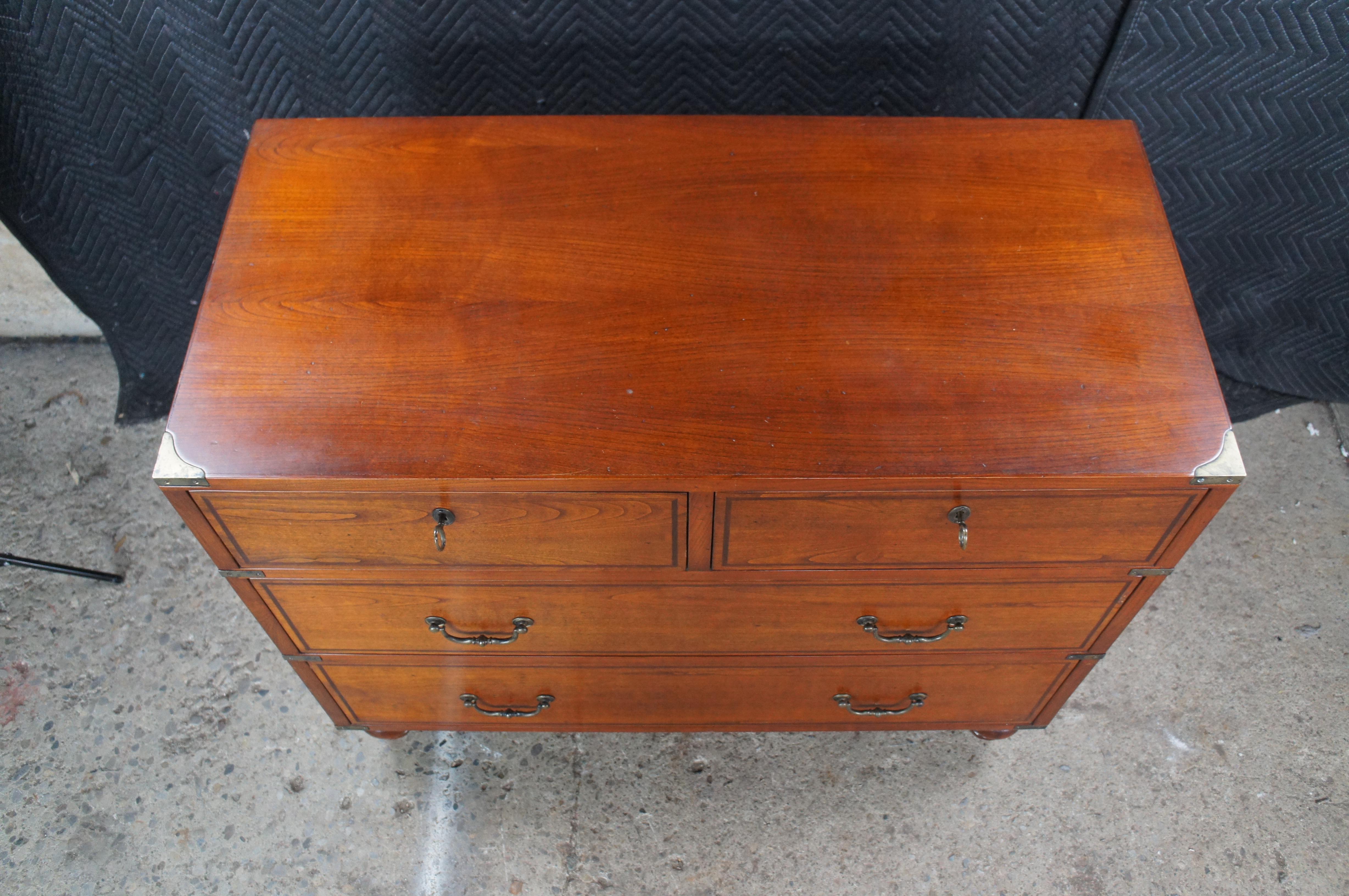 20th Century Italian Fiorini British Campaign Style Solid Cherry Chest of Drawers Dresser 42