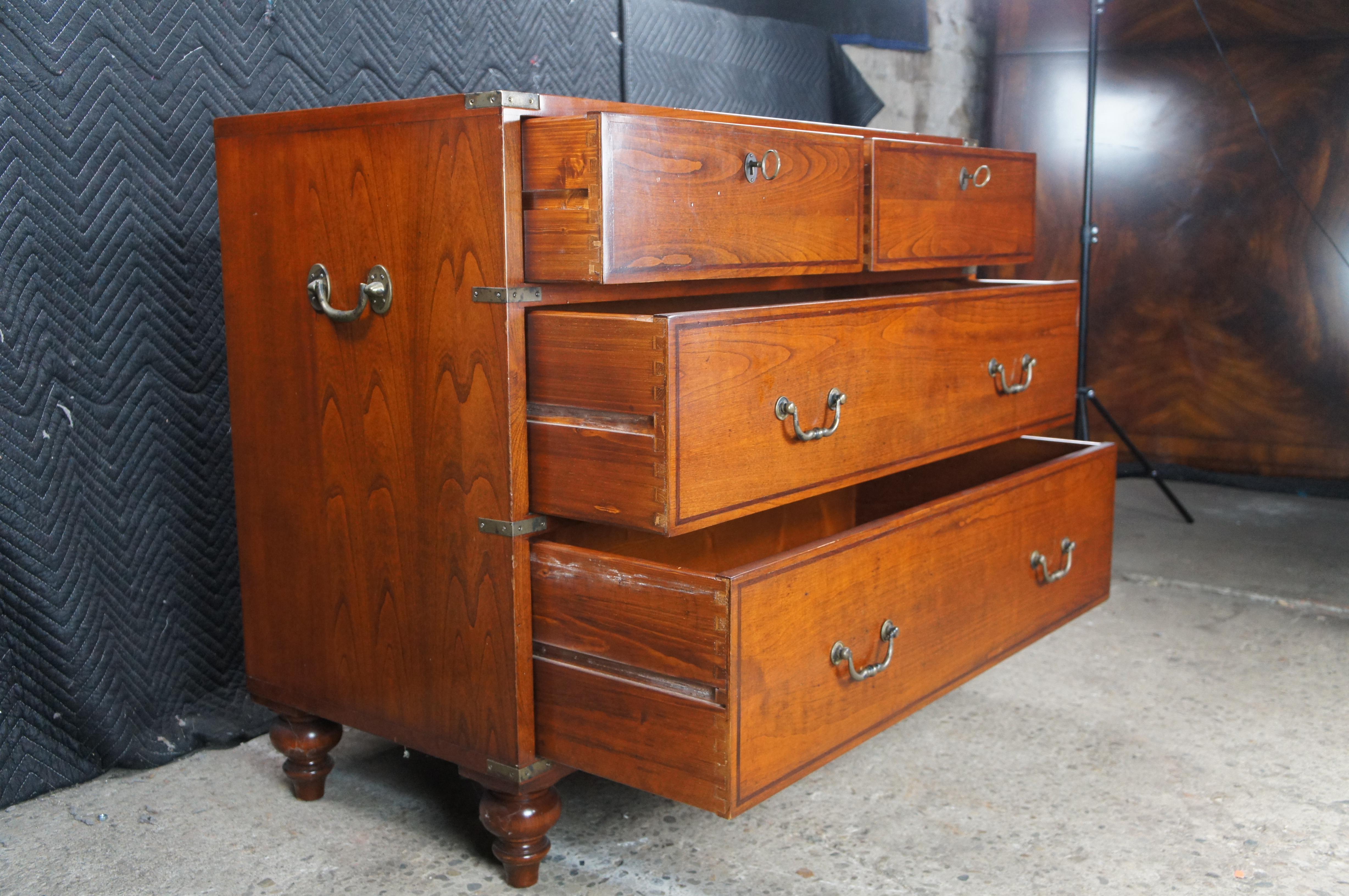 Italian Fiorini British Campaign Style Solid Cherry Chest of Drawers Dresser 42