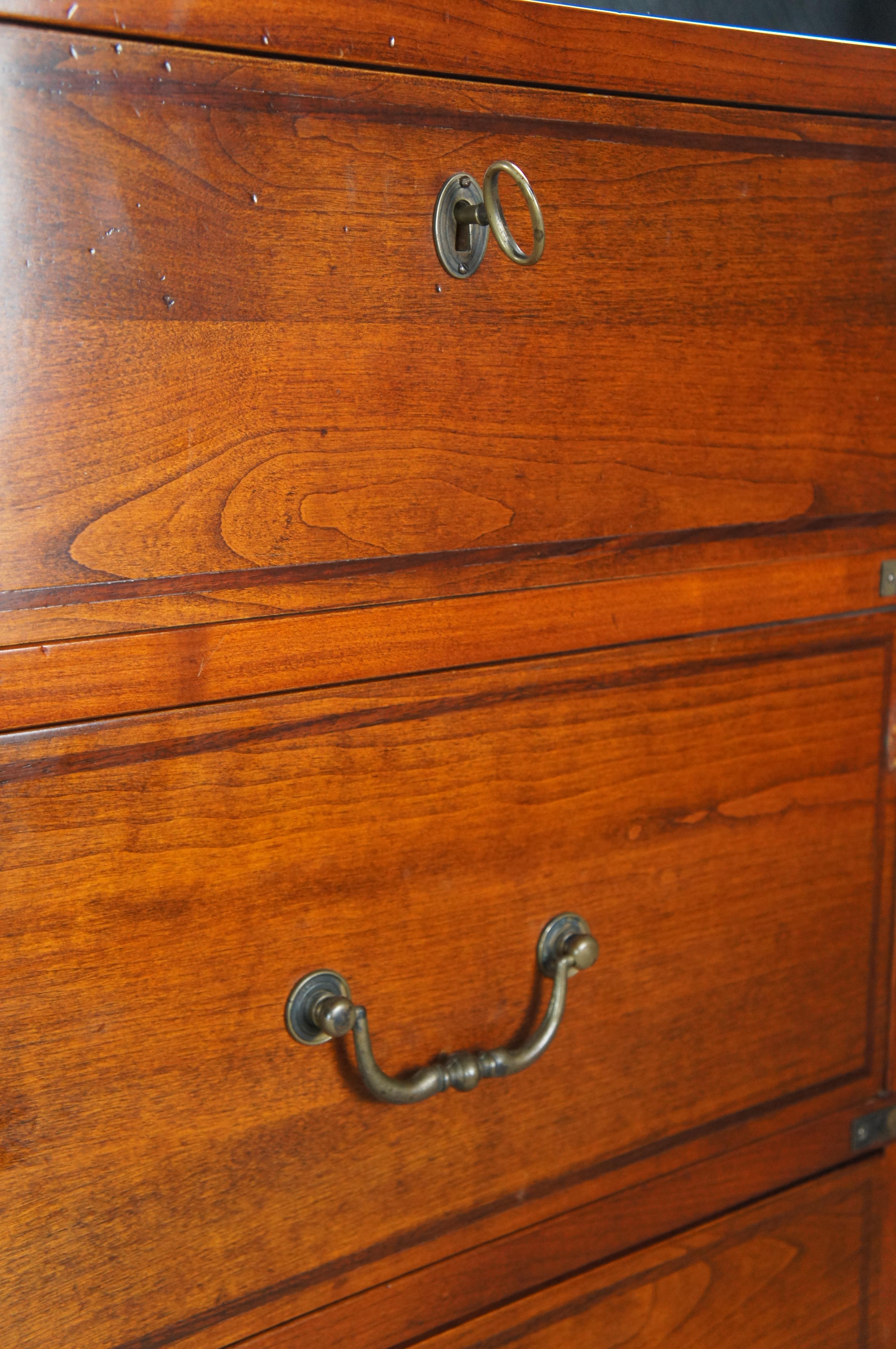 Italian Fiorini British Campaign Style Solid Cherry Chest of Drawers Dresser 42