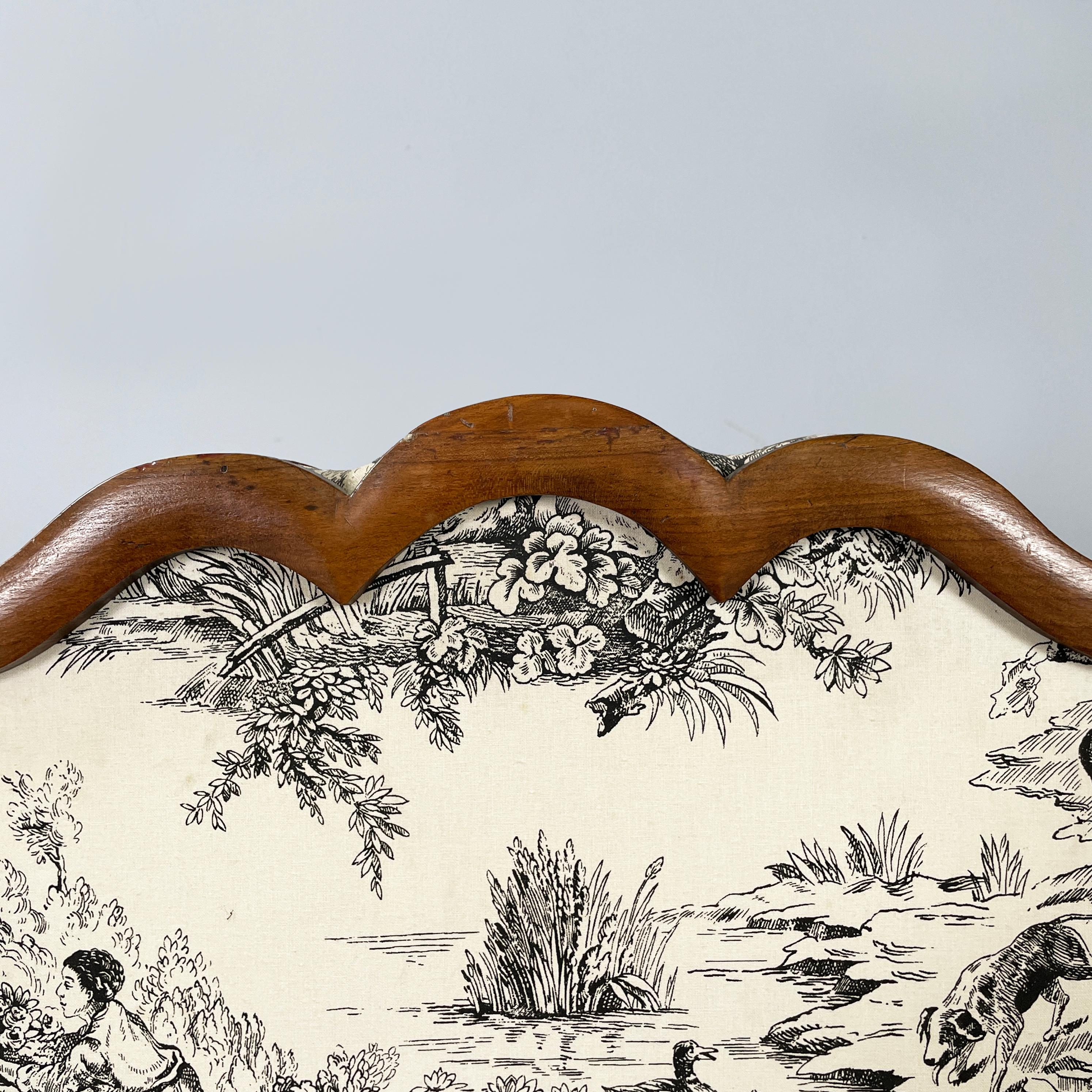 Paravento italiano in tessuto e legno in bianco e nero, inizio 1900 in vendita 6