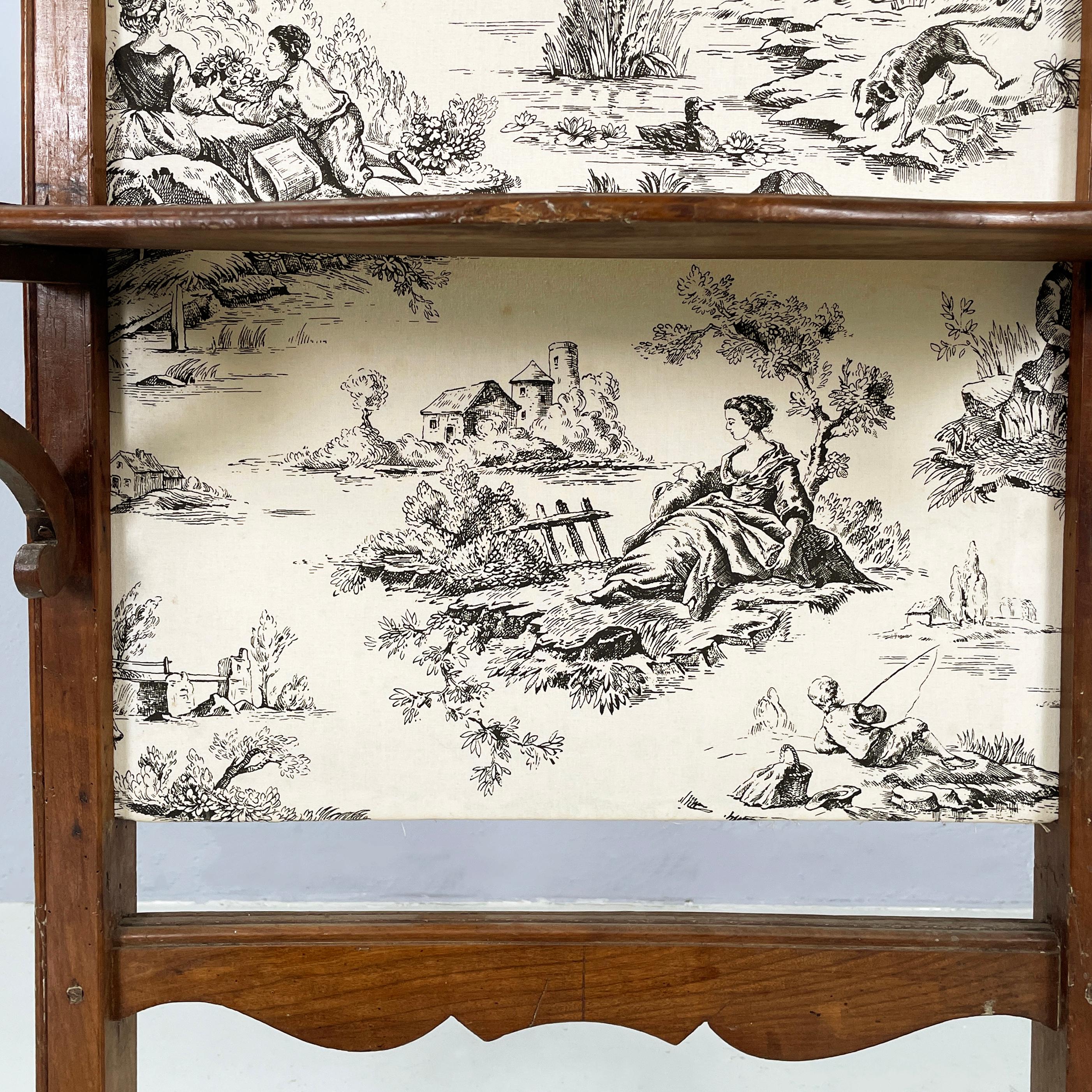 Paravento italiano in tessuto e legno in bianco e nero, inizio 1900 in vendita 7