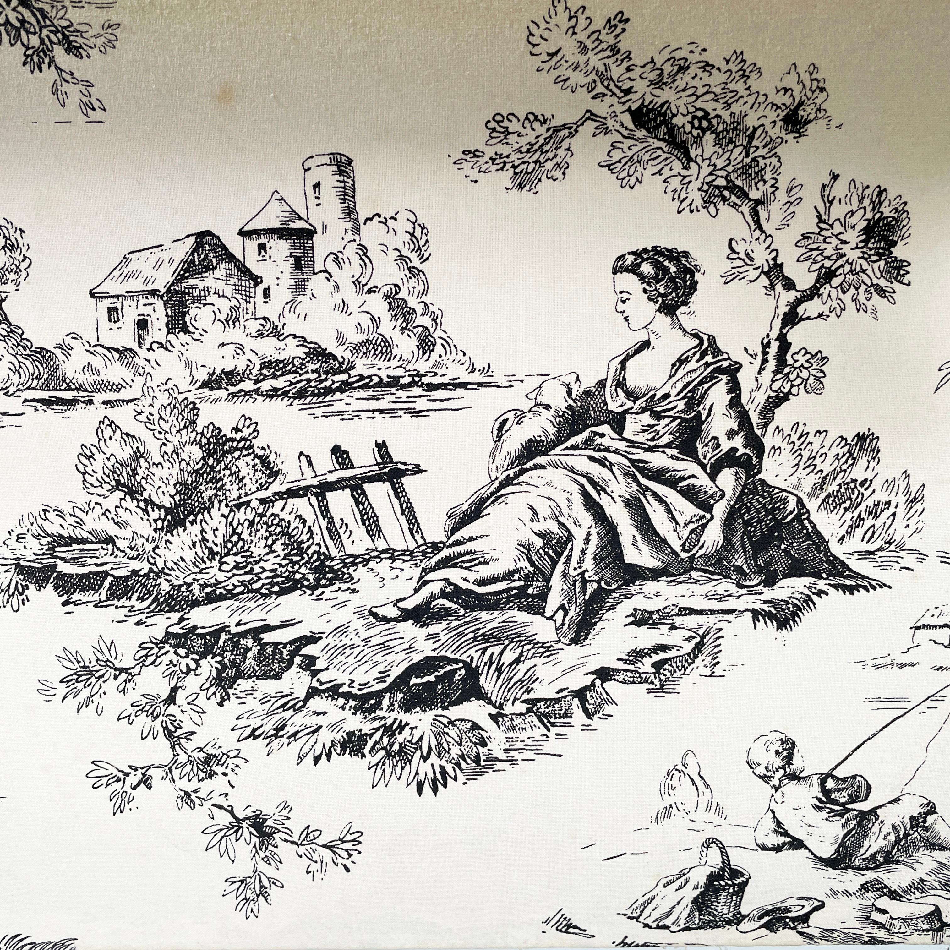 Paravento italiano in tessuto e legno in bianco e nero, inizio 1900 in vendita 8