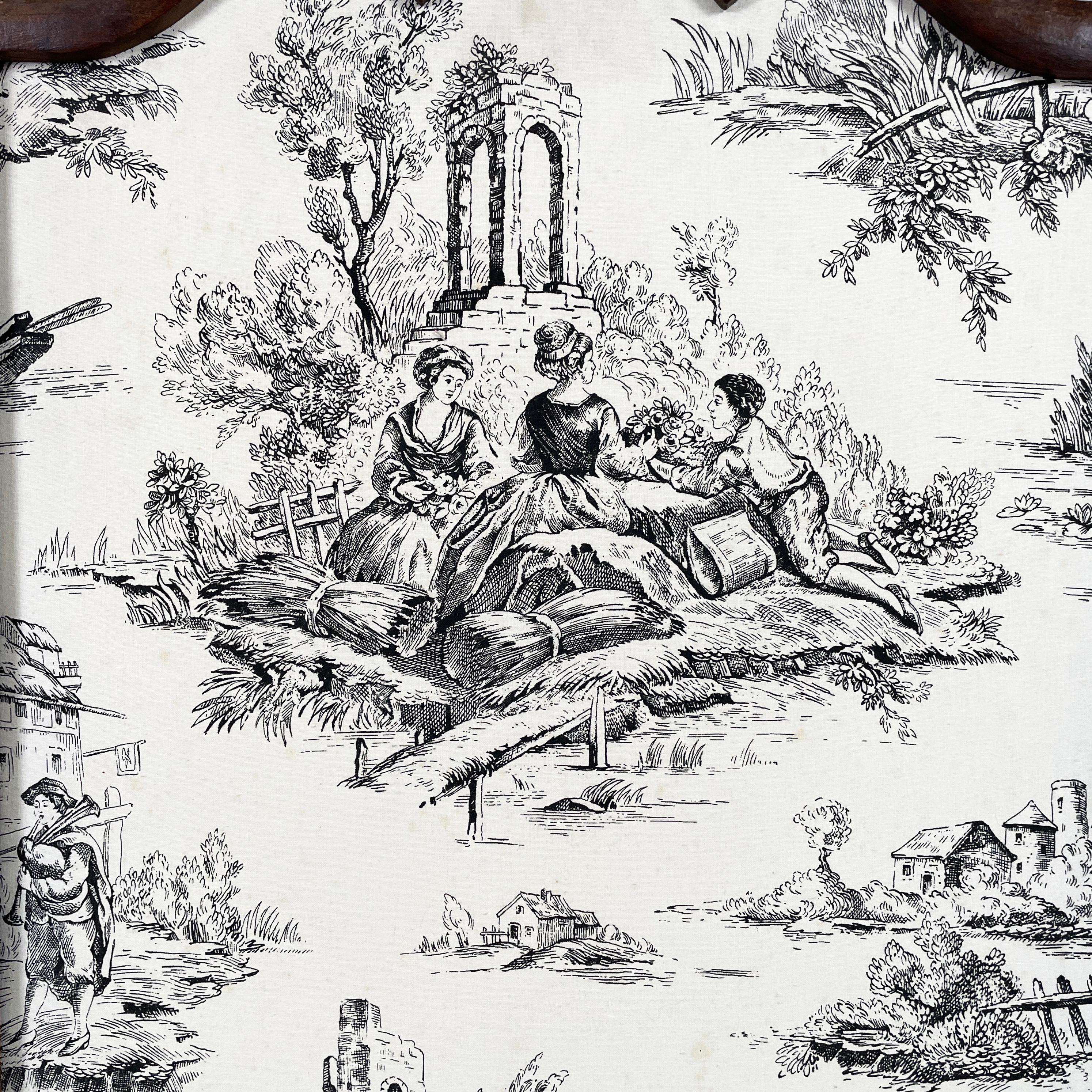 Paravento italiano in tessuto e legno in bianco e nero, inizio 1900 in vendita 9