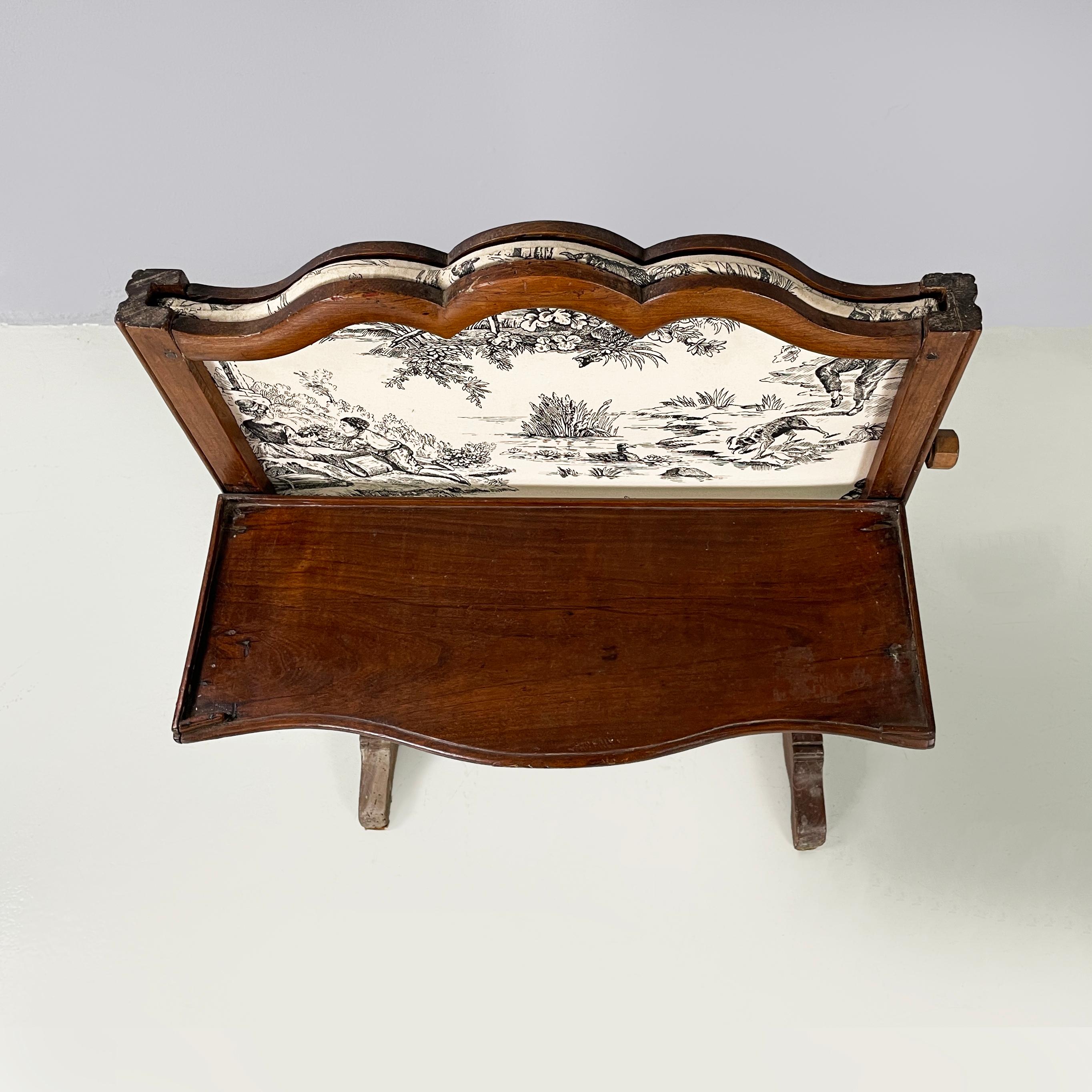 Italiano Paravento italiano in tessuto e legno in bianco e nero, inizio 1900 in vendita