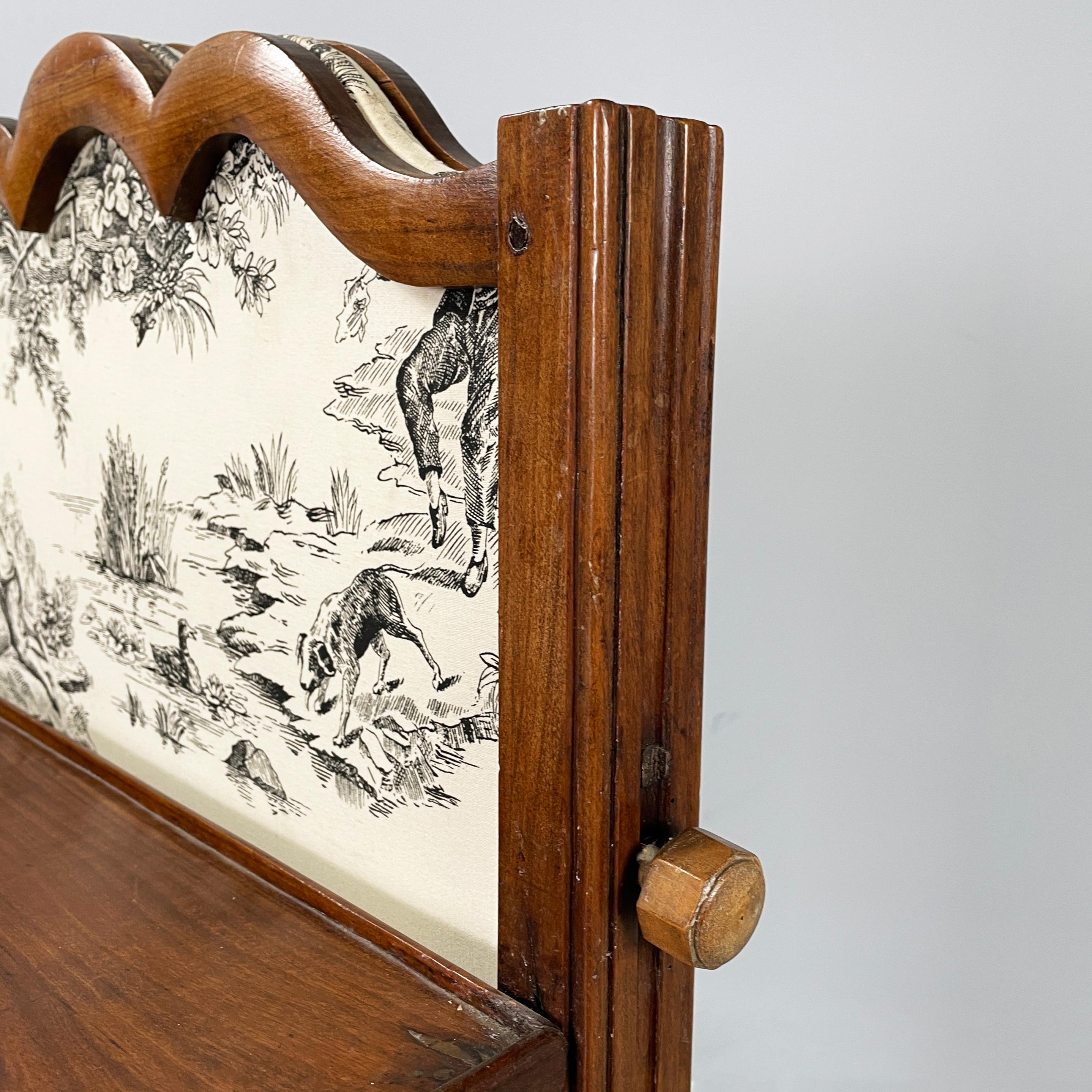 Tessuto Paravento italiano in tessuto e legno in bianco e nero, inizio 1900 in vendita