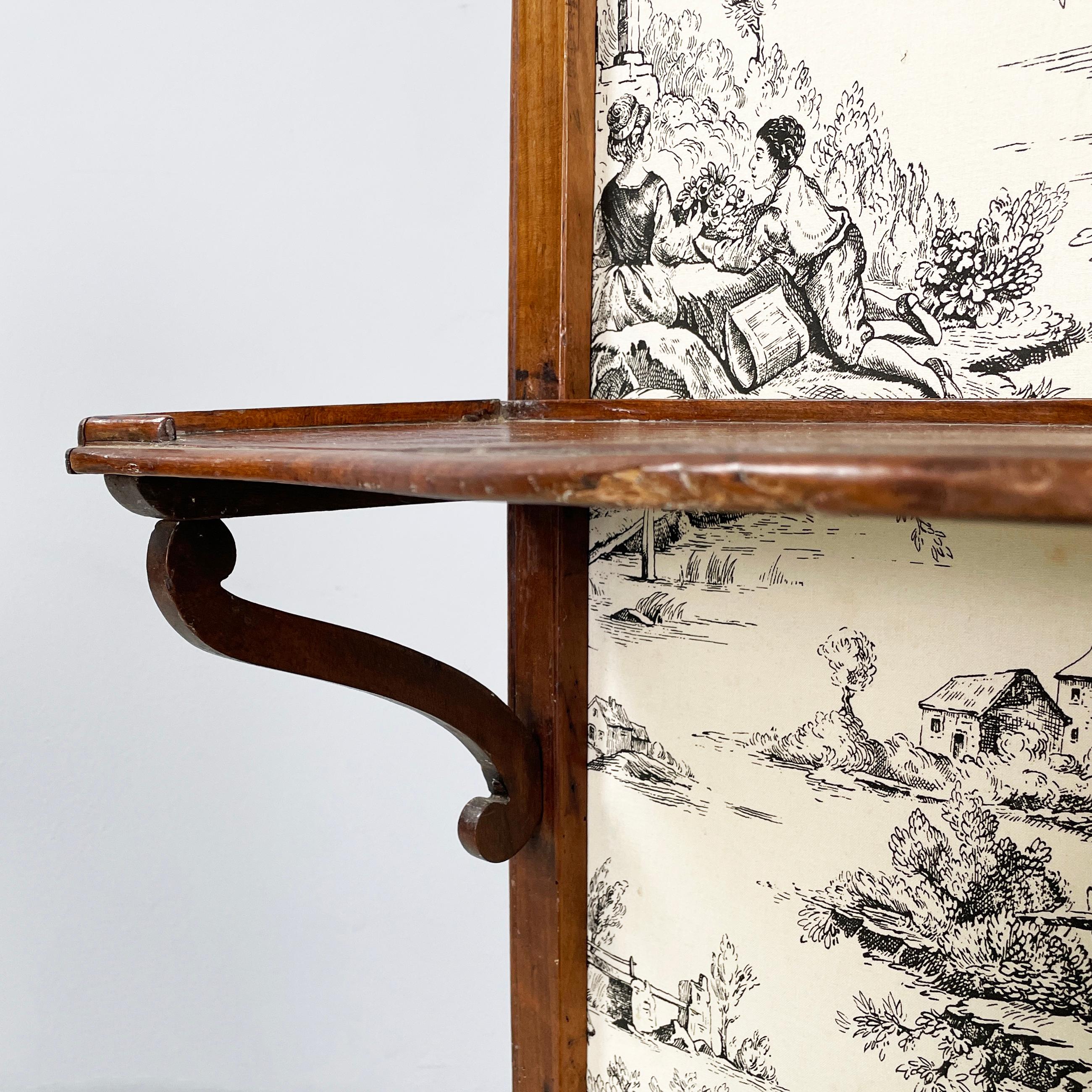 Paravento italiano in tessuto e legno in bianco e nero, inizio 1900 in vendita 3