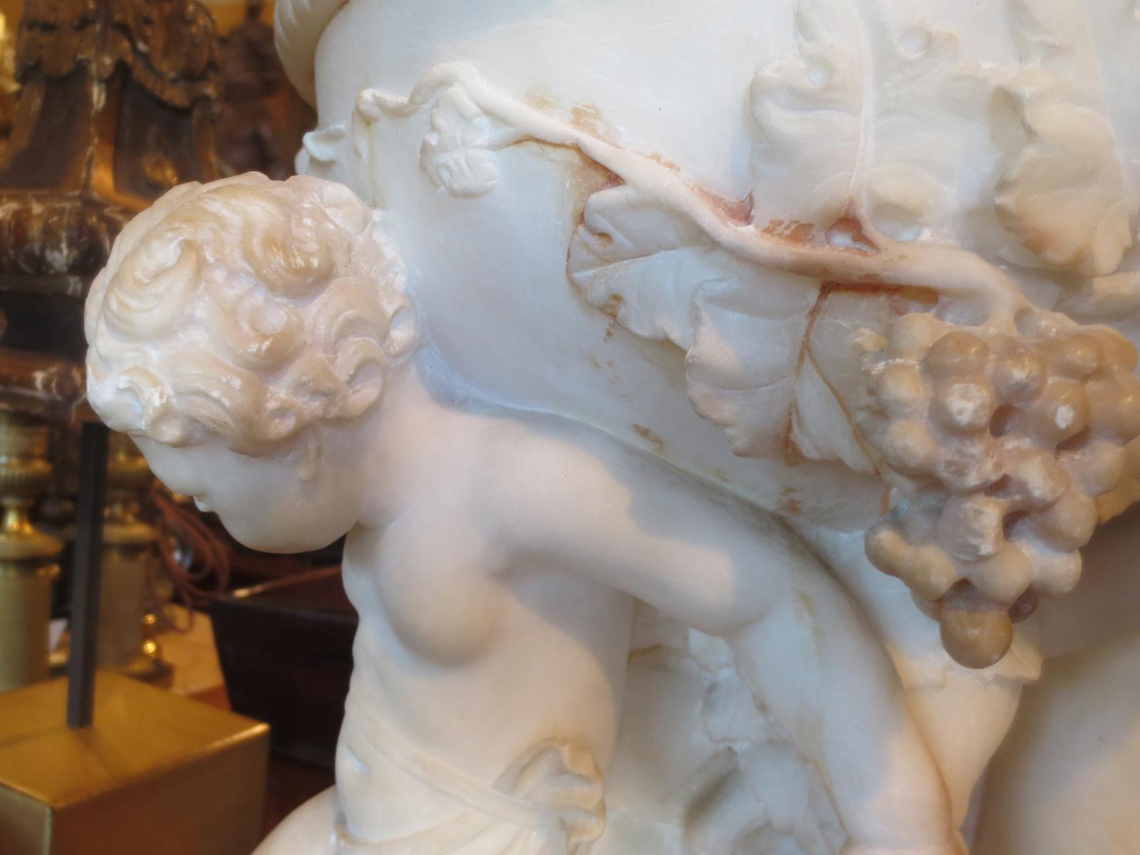 Italian Firenze Carved Marble Urn by Ferdinando Andreini, Signed circa 1843-1922 For Sale 3