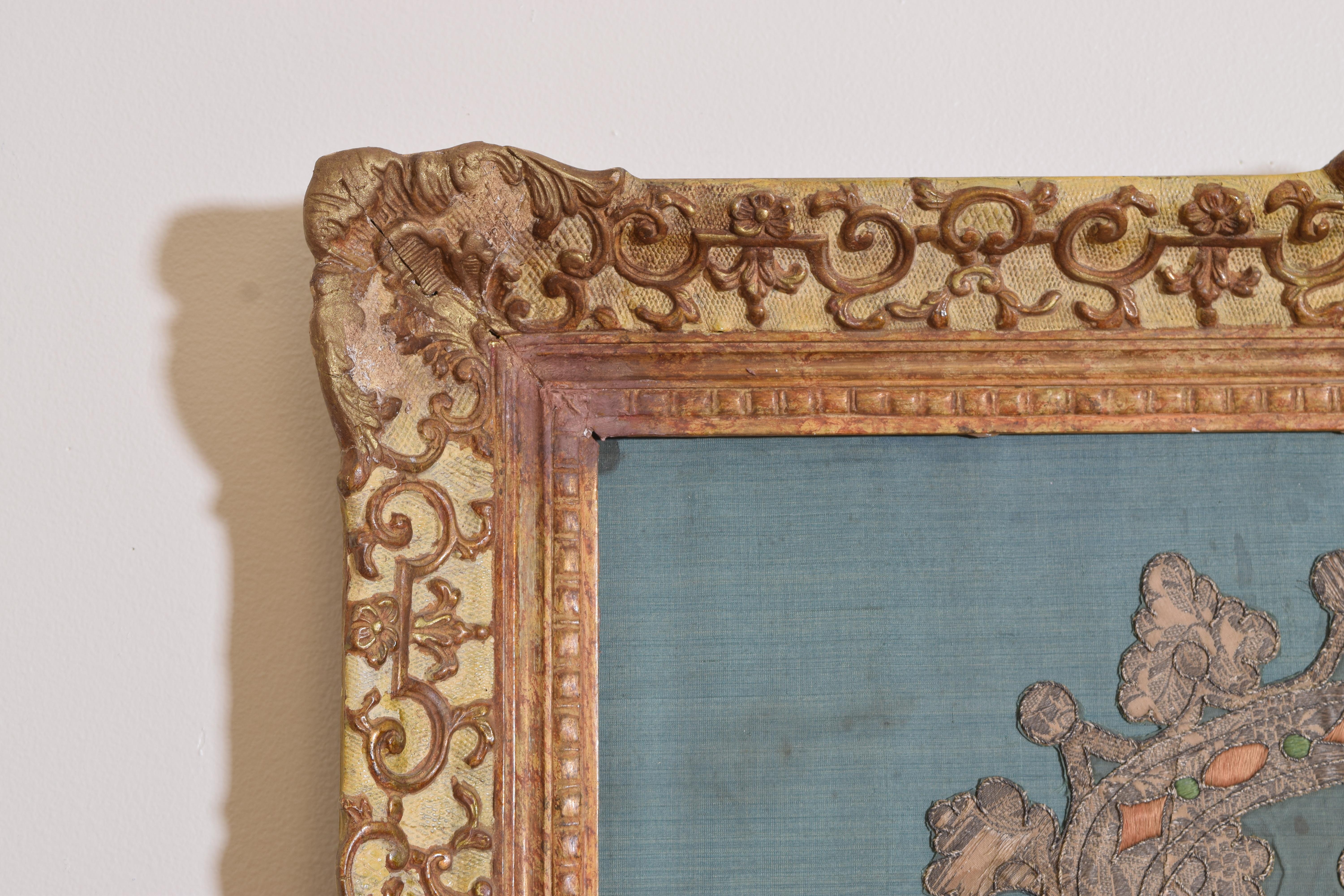 Italian, Firenze, Framed Silk Embroidery Panel from Villa Montalto, ca. 1750 In Good Condition In Atlanta, GA