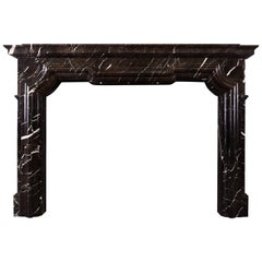 Antique Italian Fireplace in Veined Brown Marble