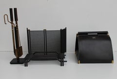 Mid Century Italian Fireplace Set by Tobia Scarpa for Dimensione Fuoco, 1983