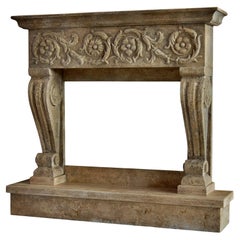 Italian Fireplace Travertino end 20th Century