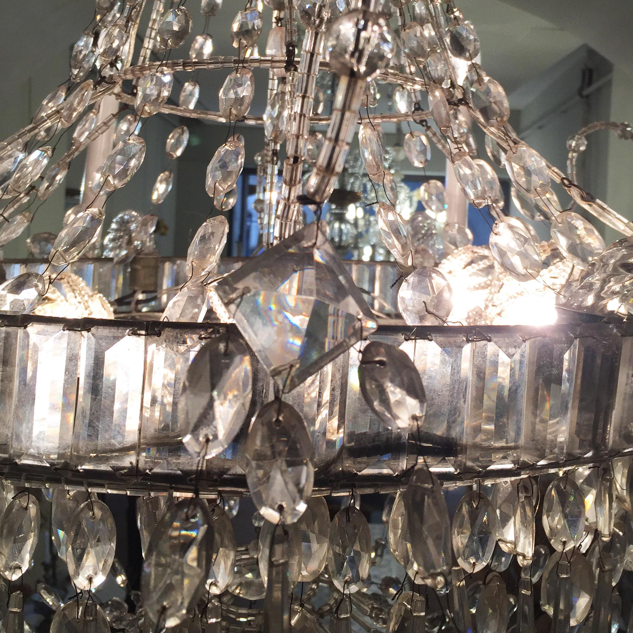 Italian First 19th Century Crystal Chandelier 6 Crystal Branches 12 Lights For Sale 5