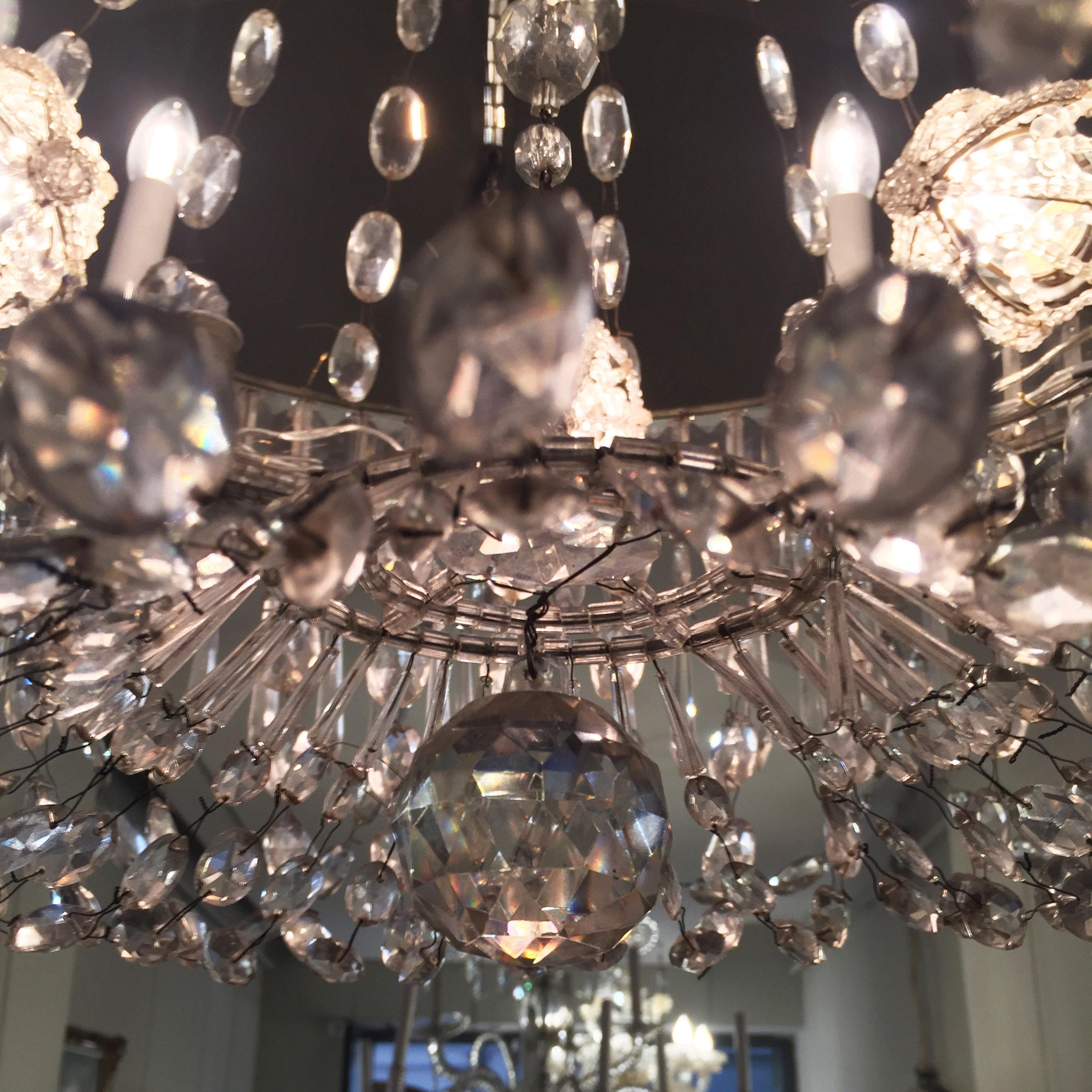 Italian First 19th Century Crystal Chandelier 6 Crystal Branches 12 Lights For Sale 7