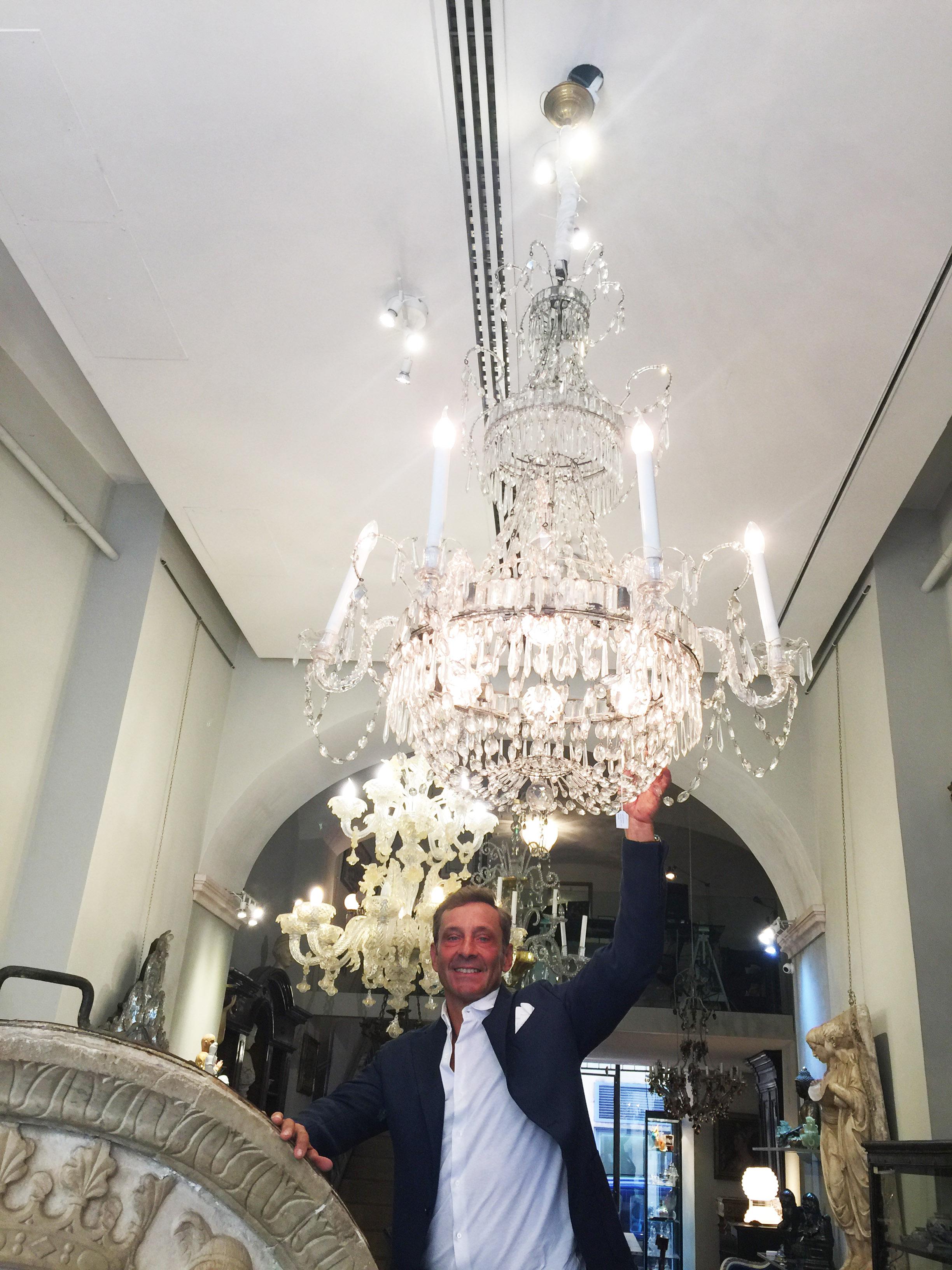 Early 19th Century Italian First 19th Century Crystal Chandelier 6 Crystal Branches 12 Lights For Sale