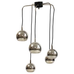Italian Five-Tier Cascade Steel Globe Hanging Lamp, circa 1980