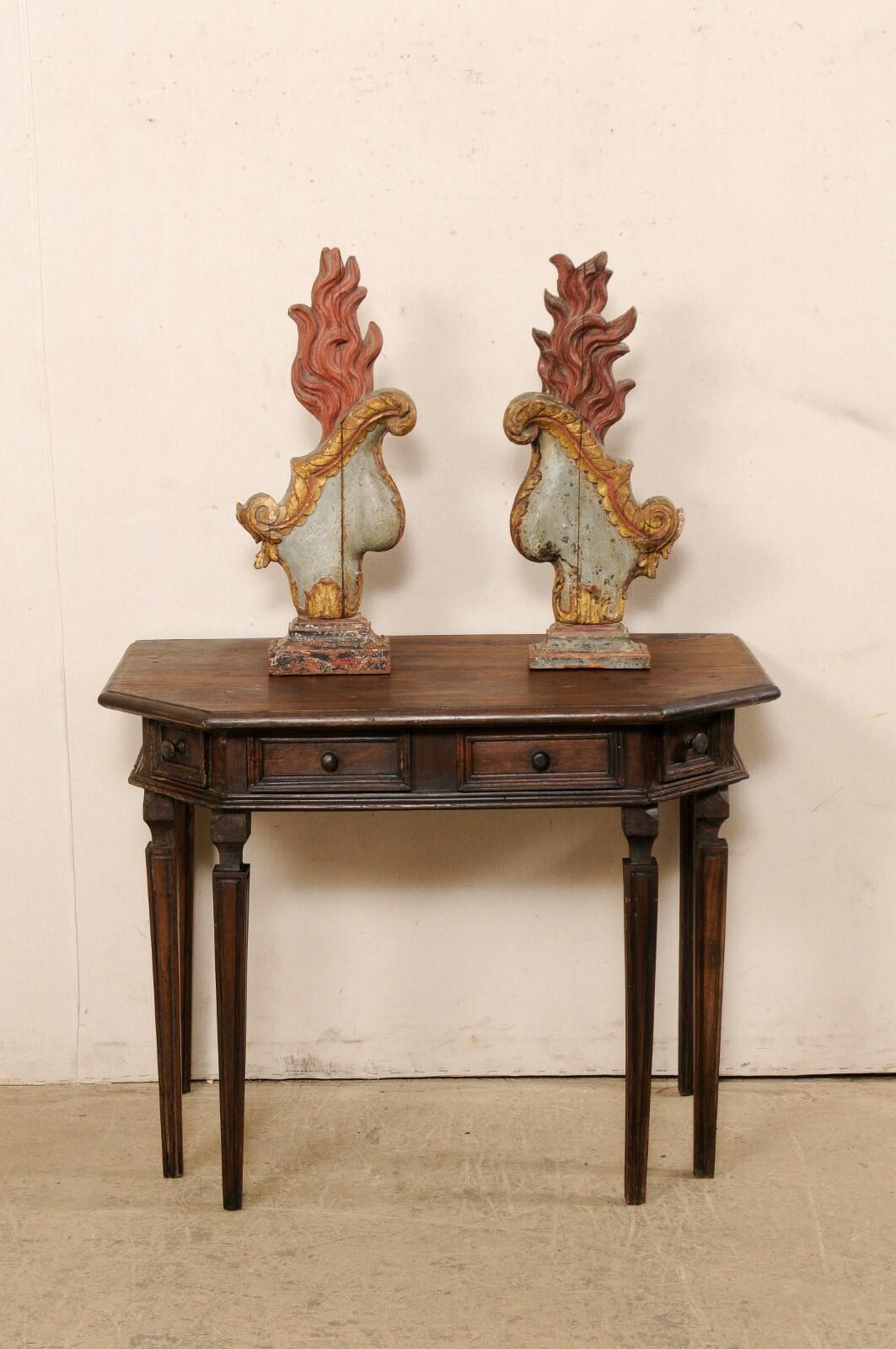 Painted Italian Flame Fragment Decorations For Sale
