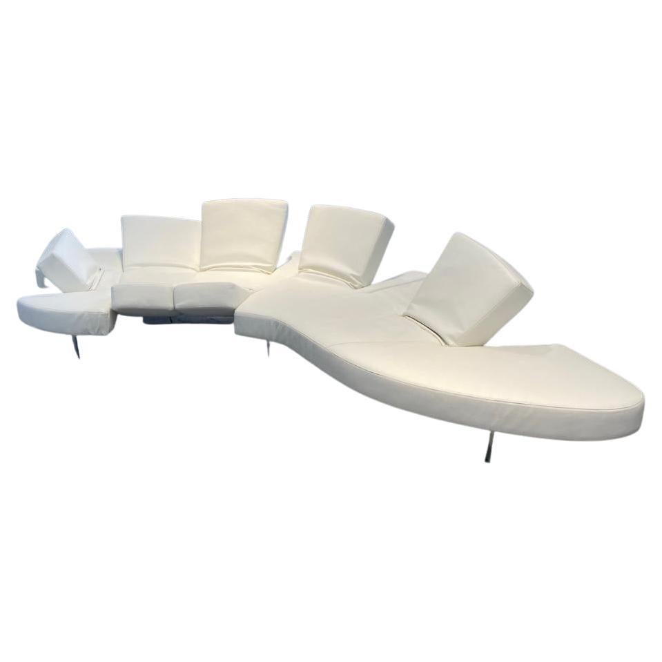 Italian Flap Sofa by Francesco Binfarè for Edra in White Leather