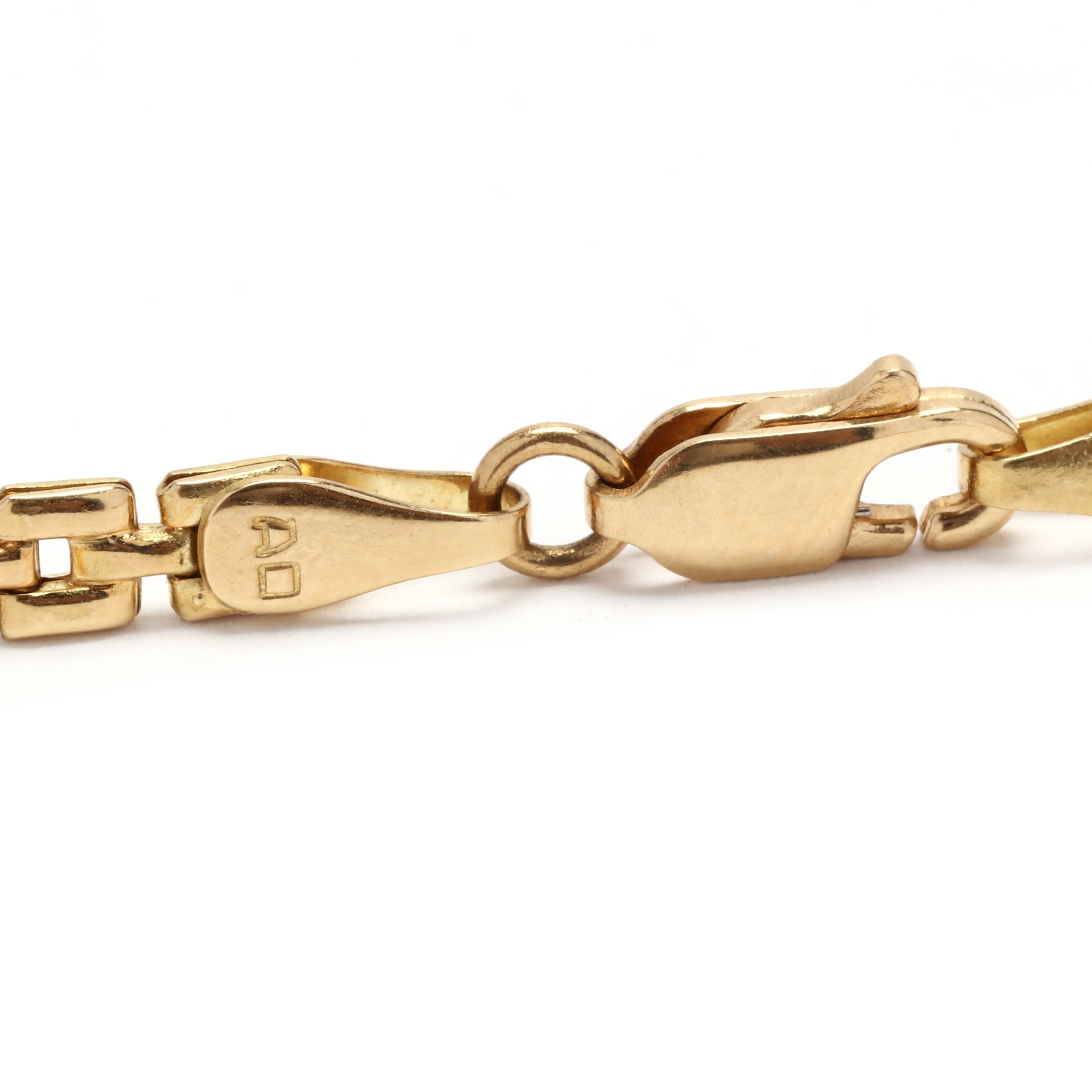 Women's or Men's Italian Flat Panther Link Chain Necklace, 18KT Yellow Gold