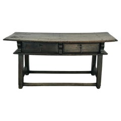 Italian flat waxed wood desk with drawers