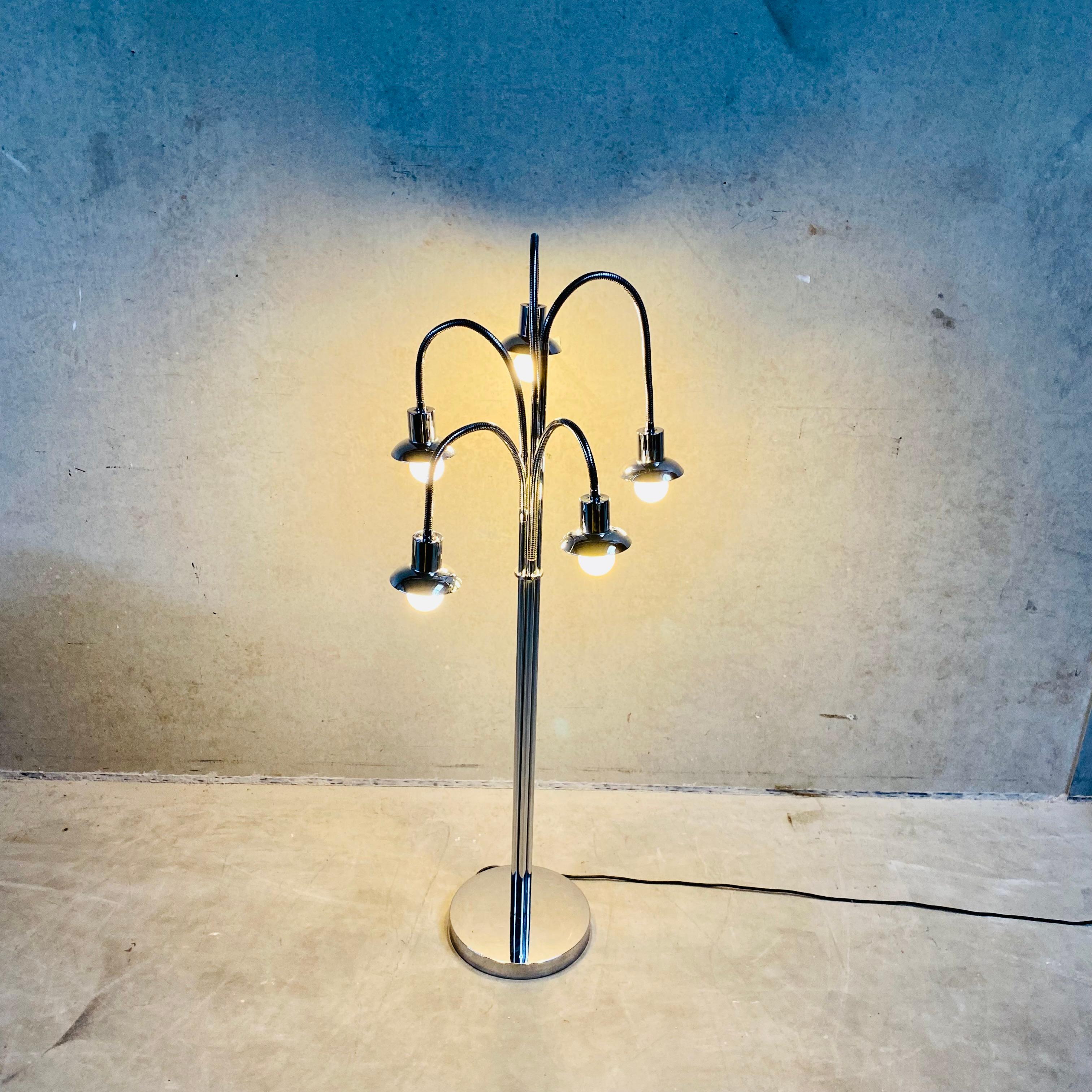 Mid-Century 5 Flexible Arm Floor Lamp Style Pierre Folie for Jacques Charpentier For Sale 7