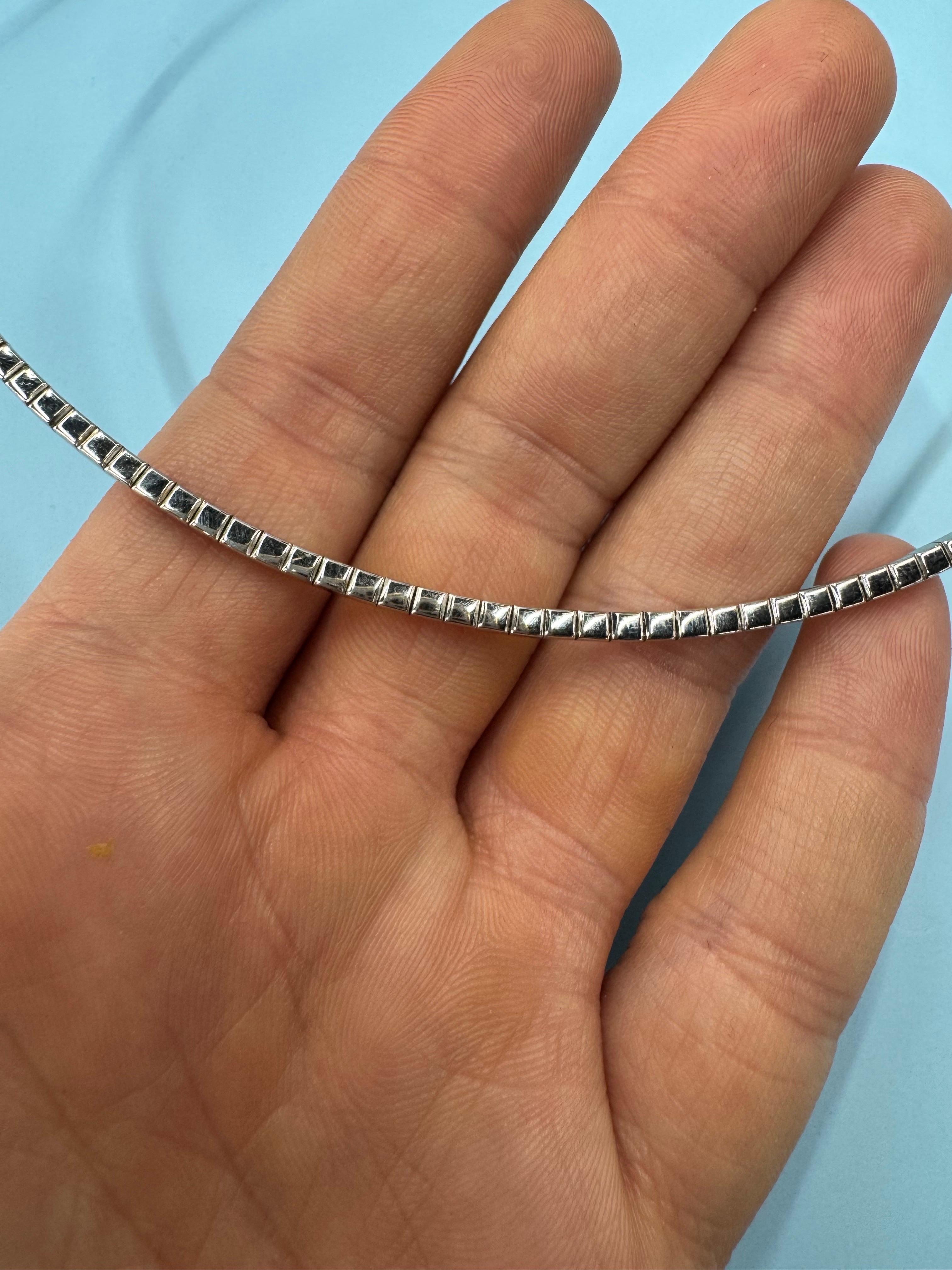 Italian Flexible Split Diamond Drop Collar Necklace 4.55 Carats F-G VS1-2 18KT For Sale 1