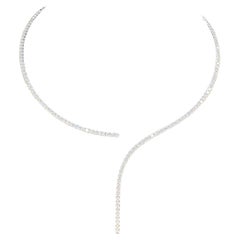 Italian Flexible Split Diamond Drop Collar Necklace 4.55 Carats F-G VS1-2 18KT