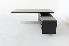 Italian Floating Executive Desk Black and Chrome, Italy, 1970