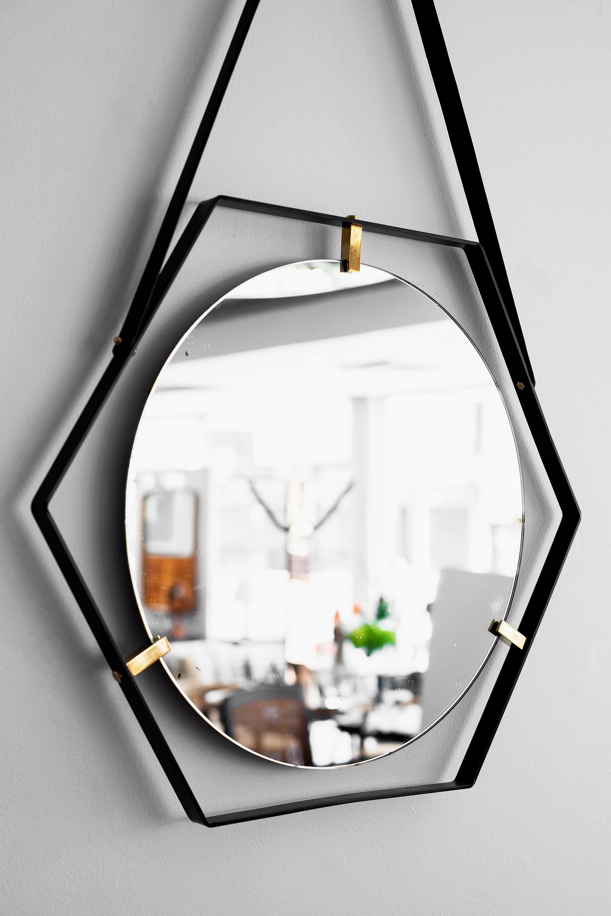 Mid-20th Century Italian Floating Hexagon Mirror For Sale