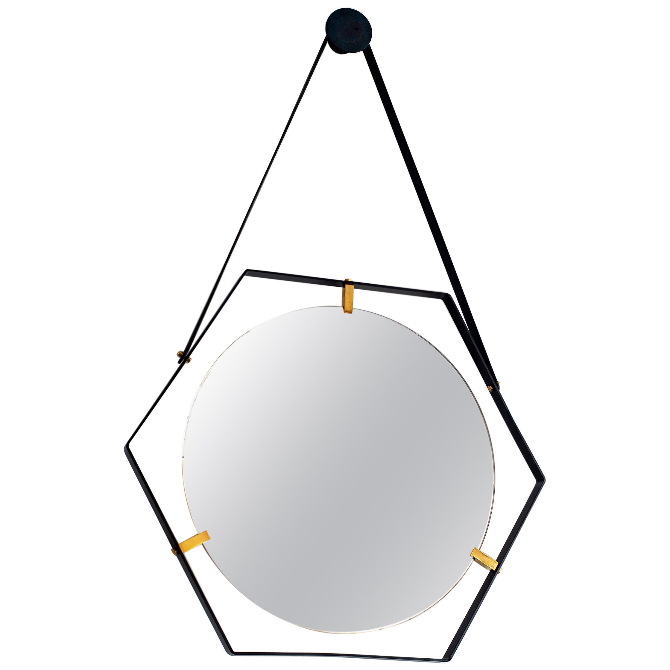 Italian Floating Hexagon Mirror For Sale