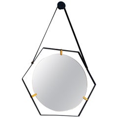 Miroir hexagonal flottant italien