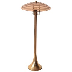 Italian Floor Lamp 1950s Curved Glass in the Style of Stilnovo