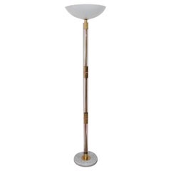 Italian Floor Lamp 1970s Murano Glass and Brass Venini Style