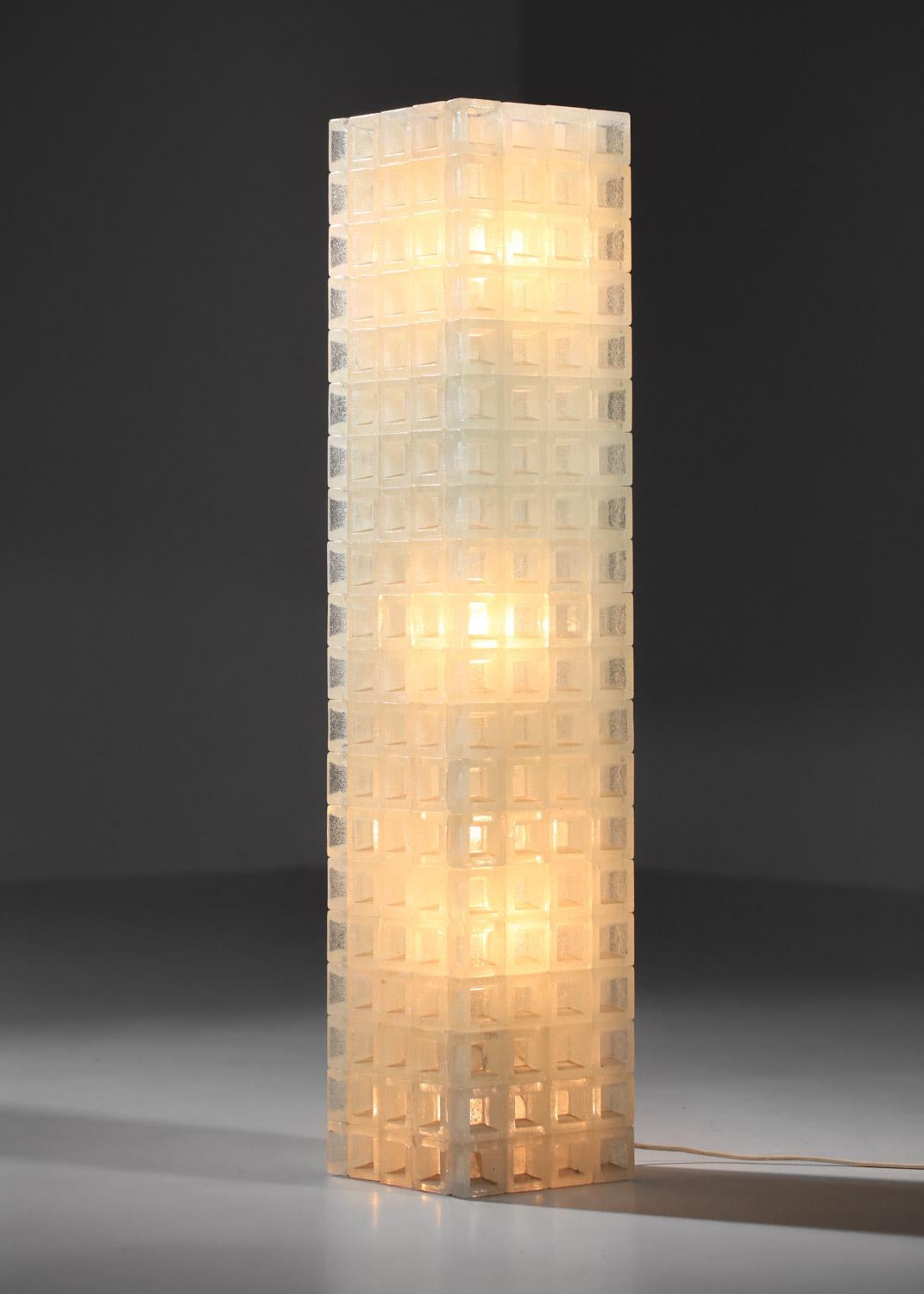 Mid-Century Modern Italian floor lamp Alabano Poli for poliarte Murano glass block