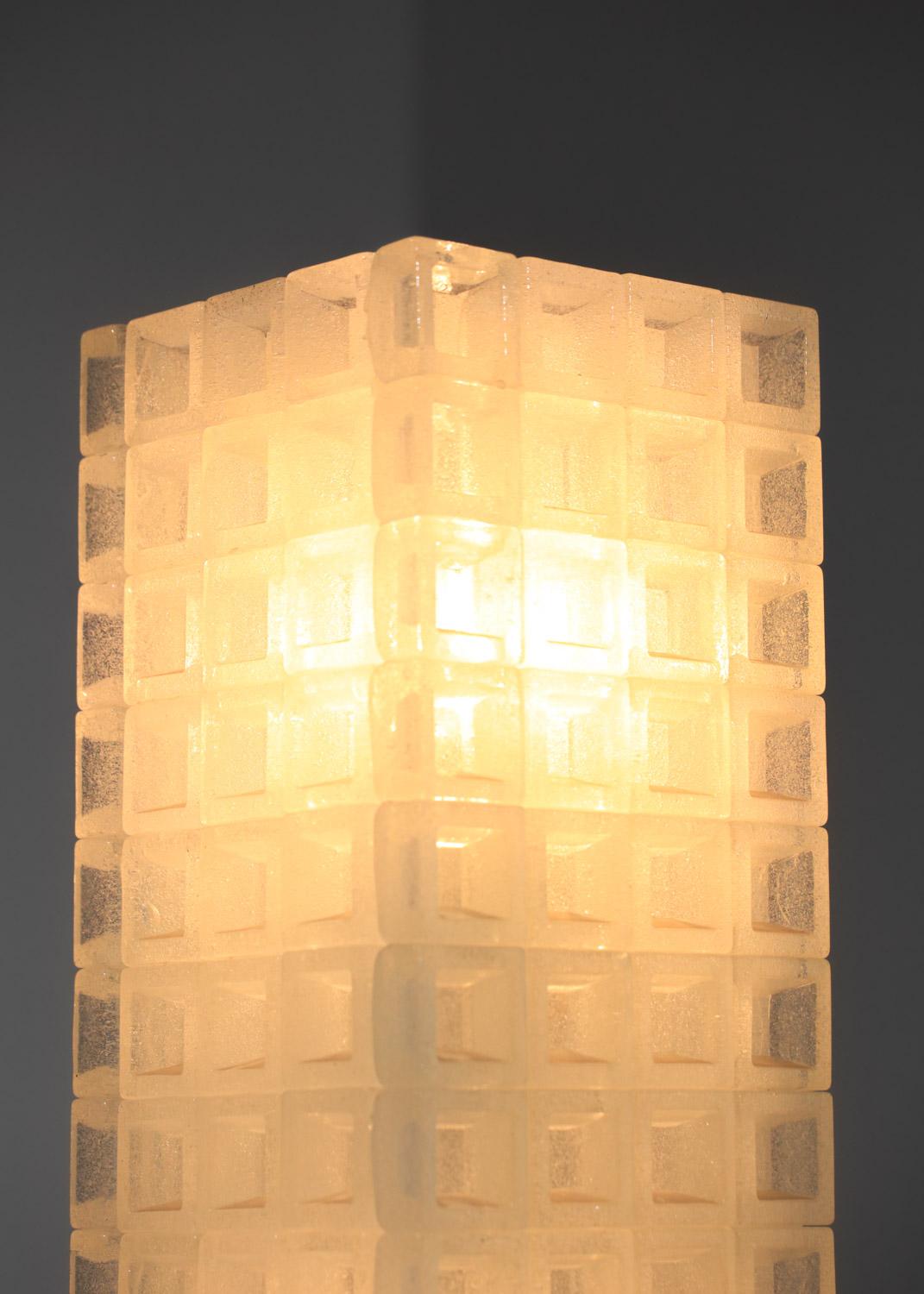 Italian floor lamp Alabano Poli for poliarte Murano glass block In Good Condition In Lyon, FR