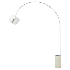 Vintage Italian Floor Lamp Arc by Harvey Guzzini in White, Adjustable