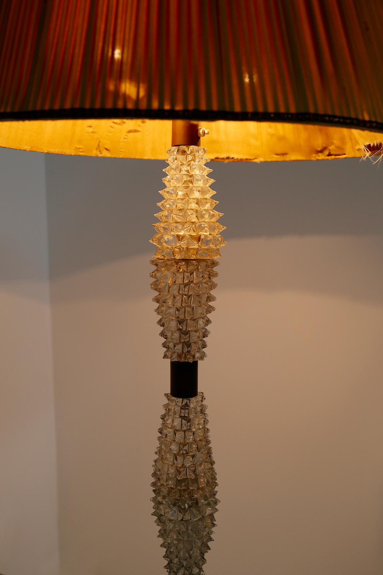 Italian Floor Lamp by Barovier & Toso in Rostrato Glass and Brass, 1940s In Good Condition In Milano, IT