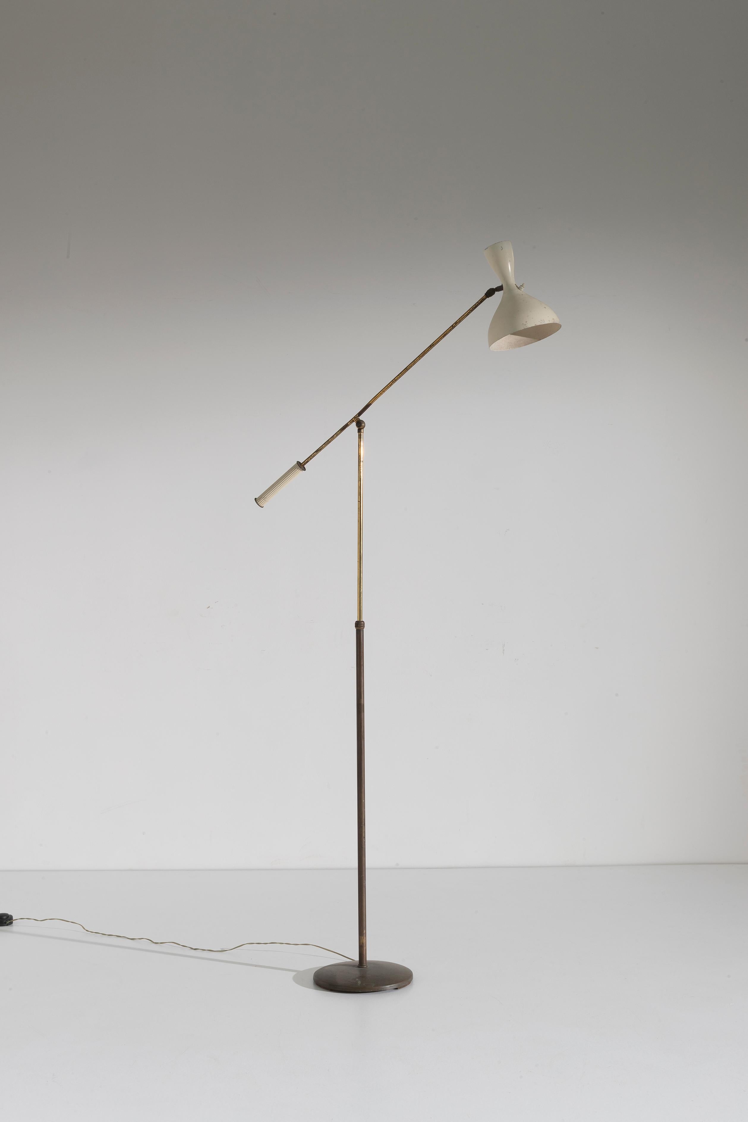 Brass Italian Floor Lamp by Lumen Milano, 1950s For Sale