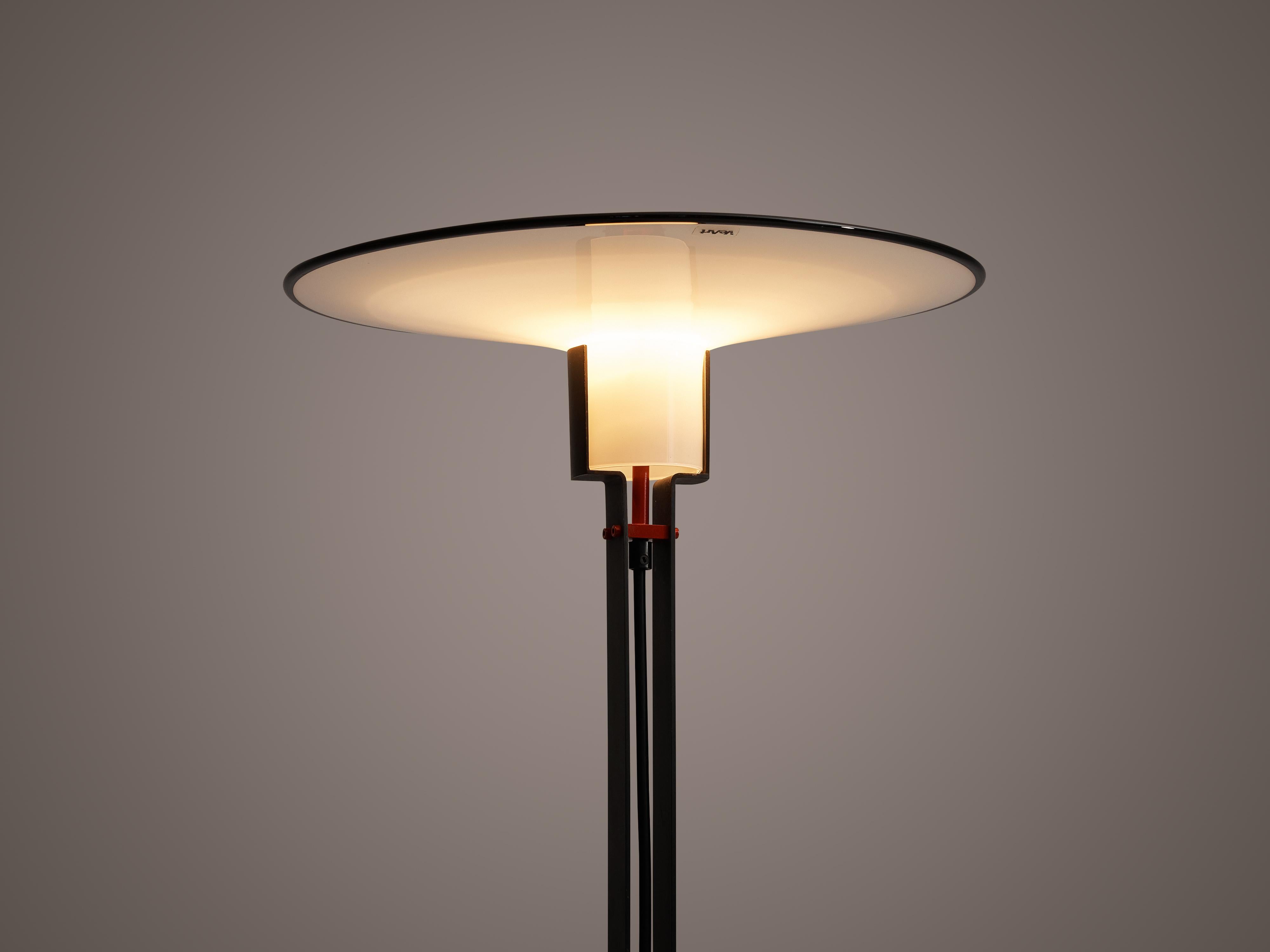 Mid-Century Modern VeArt Italian Floor Lamp in Black and Red Metal