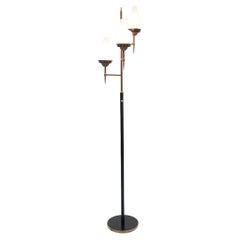 Mid Century Floor Lamp in Brass and Glass Italy 50s