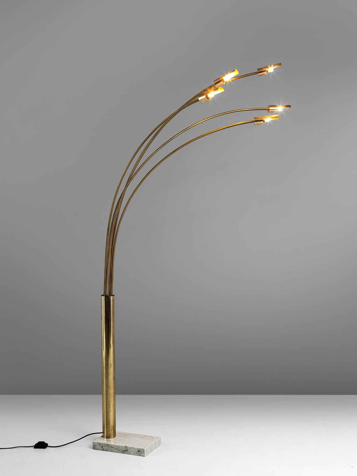 Mid-Century Modern Italian Floor Lamp in Brass and Marble