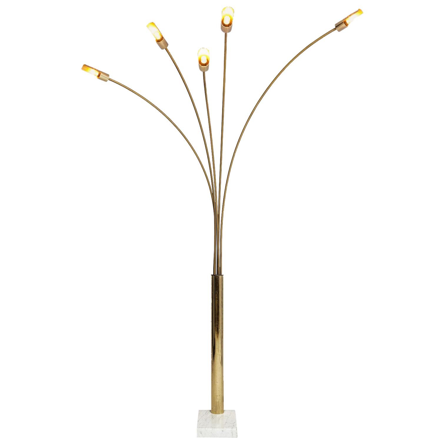 Italian Floor Lamp in Brass and Marble