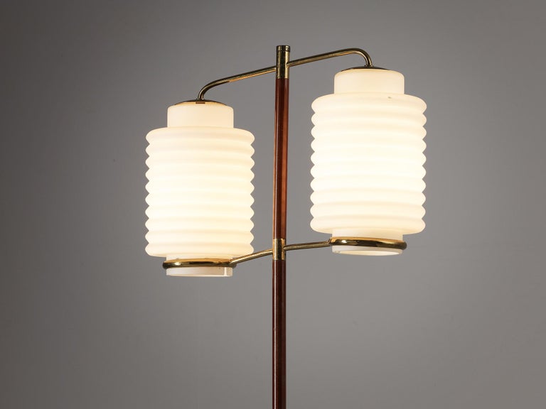 Italian Floor Lamp in Brass and Matte Glass For Sale 2