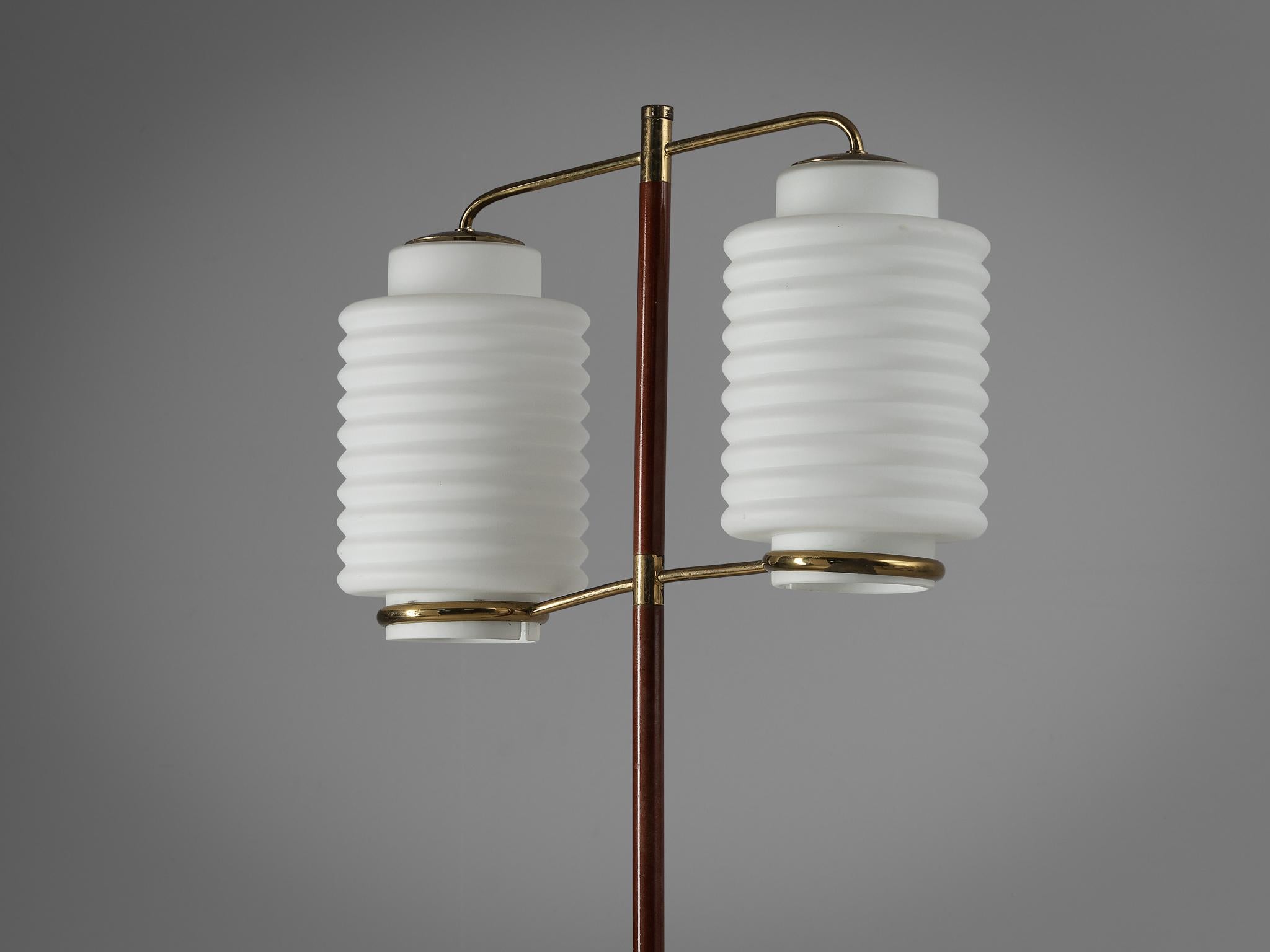 Italian Floor Lamp in Brass and Matte Glass 3