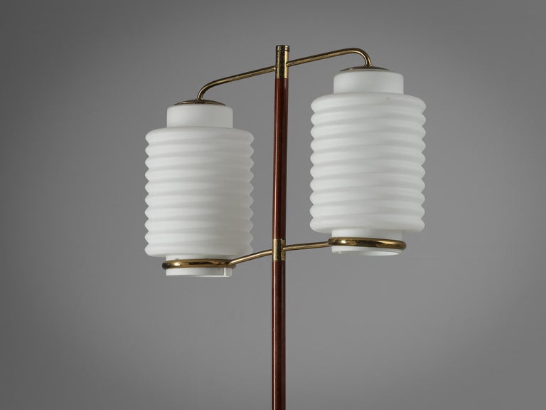 Italian Floor Lamp in Brass and Matte Glass For Sale 3